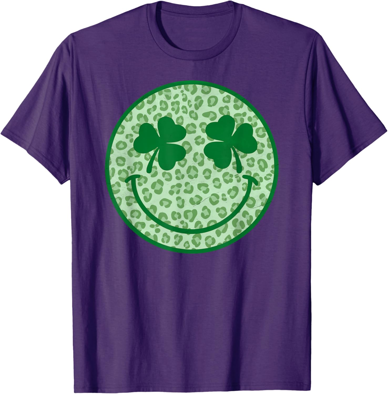Smile Happy St Patricks Day Retro Shamrock Leopard T-Shirt for Fun Style - 13