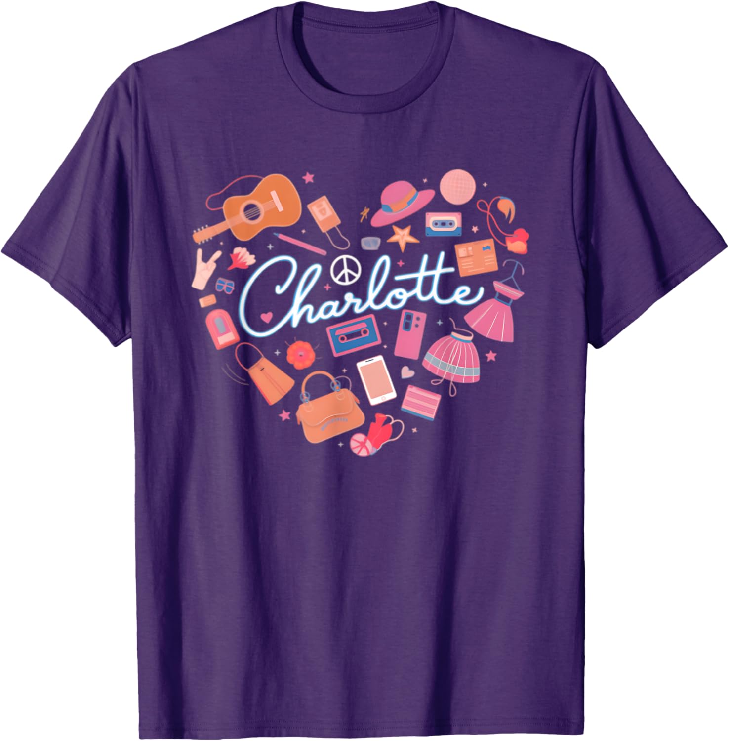 Personalized Charlotte Retro Heart T-Shirt for Girls - Cute Fashion Wear - 4