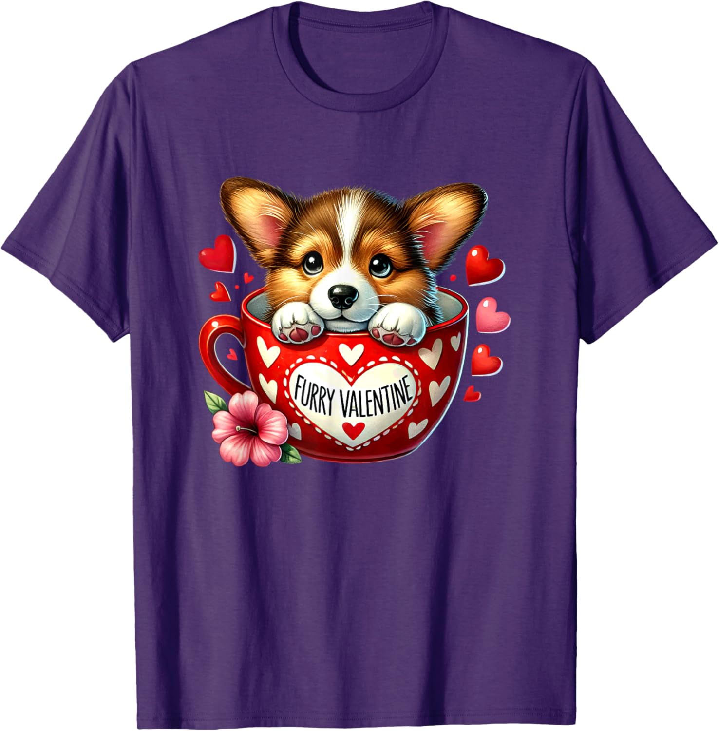Furry Valentine Corgi Puppy Love T-Shirt for Dog Lovers and Friends - 13