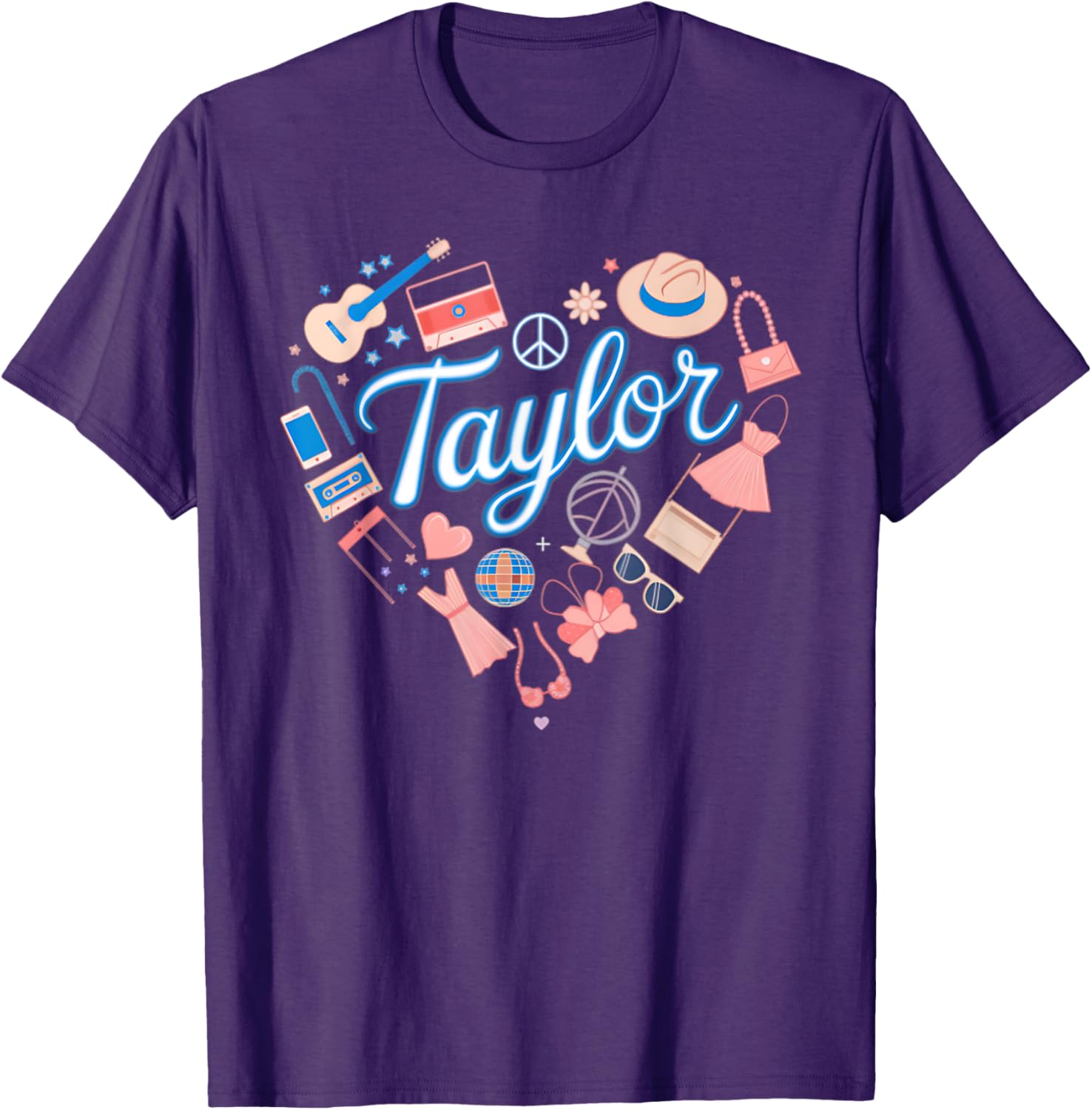 Personalized Girl Retro Heart T-Shirt with Taylor Name for Stylish Kids - 4