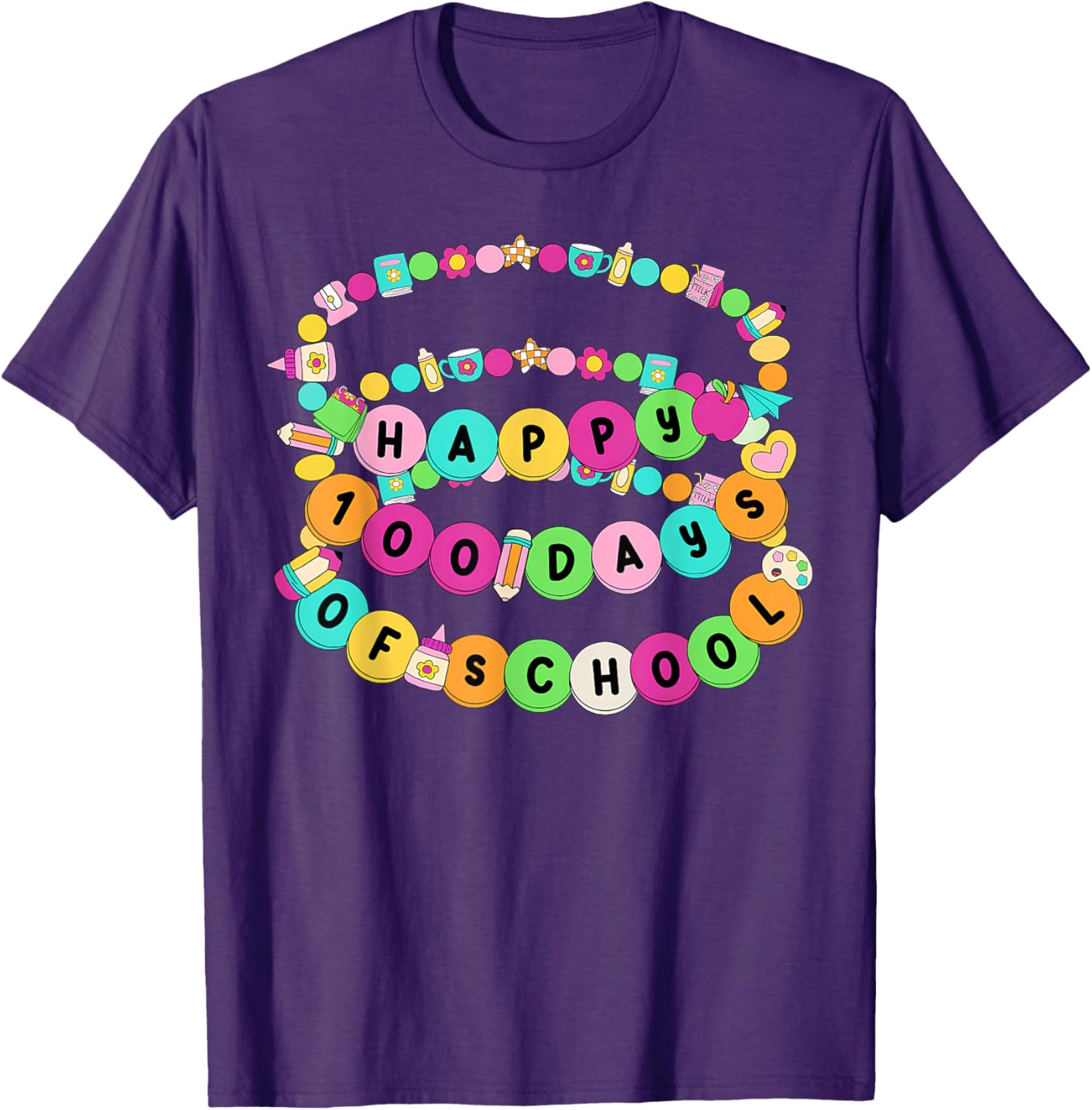 Happy 100 Days School Fun T-Shirt for Teachers and Students - 25