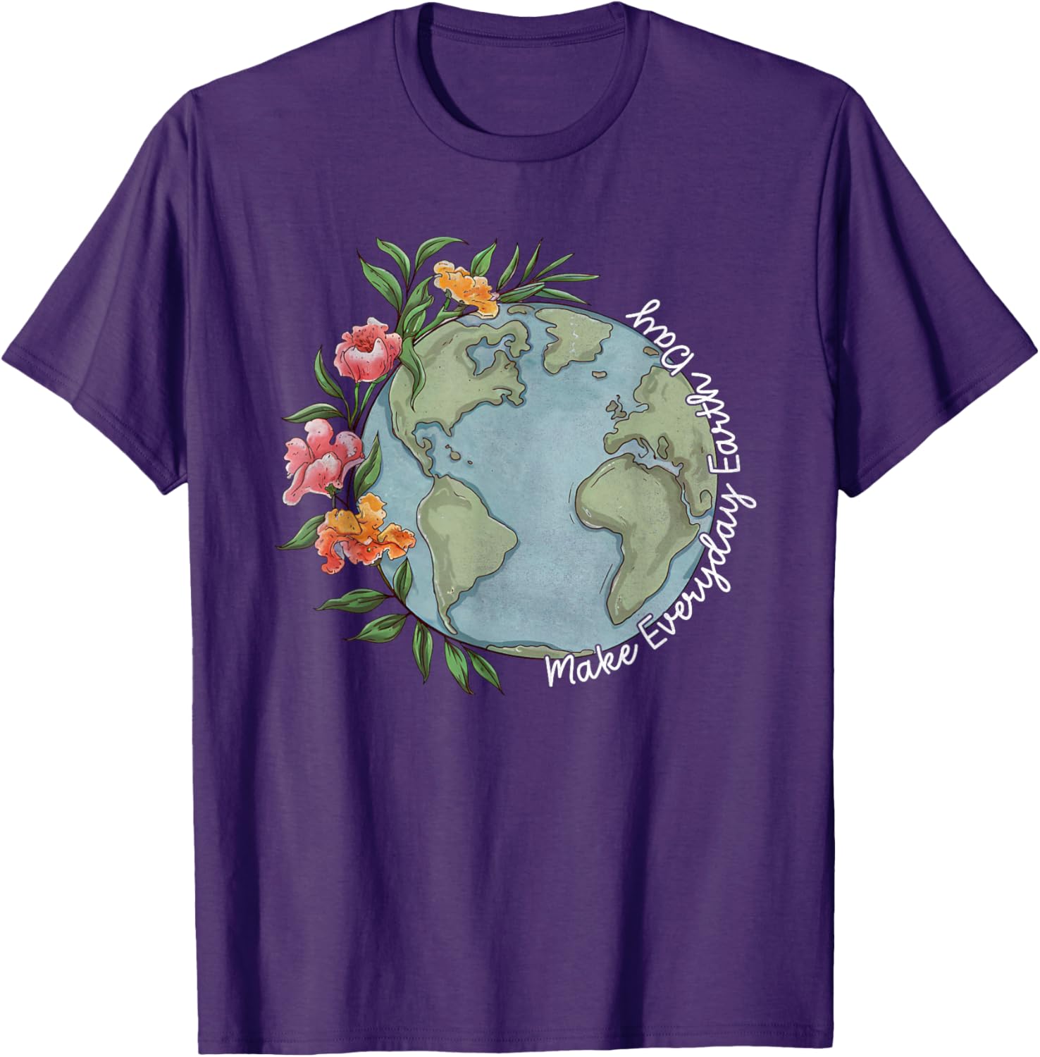 Beautiful Floral Planet T-Shirt for Everyday Earth Day Celebration - 22