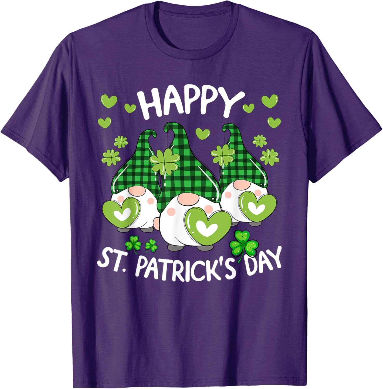 Happy St Patricks Day Gnome Shamrock T-Shirt for Women and Kids - 17