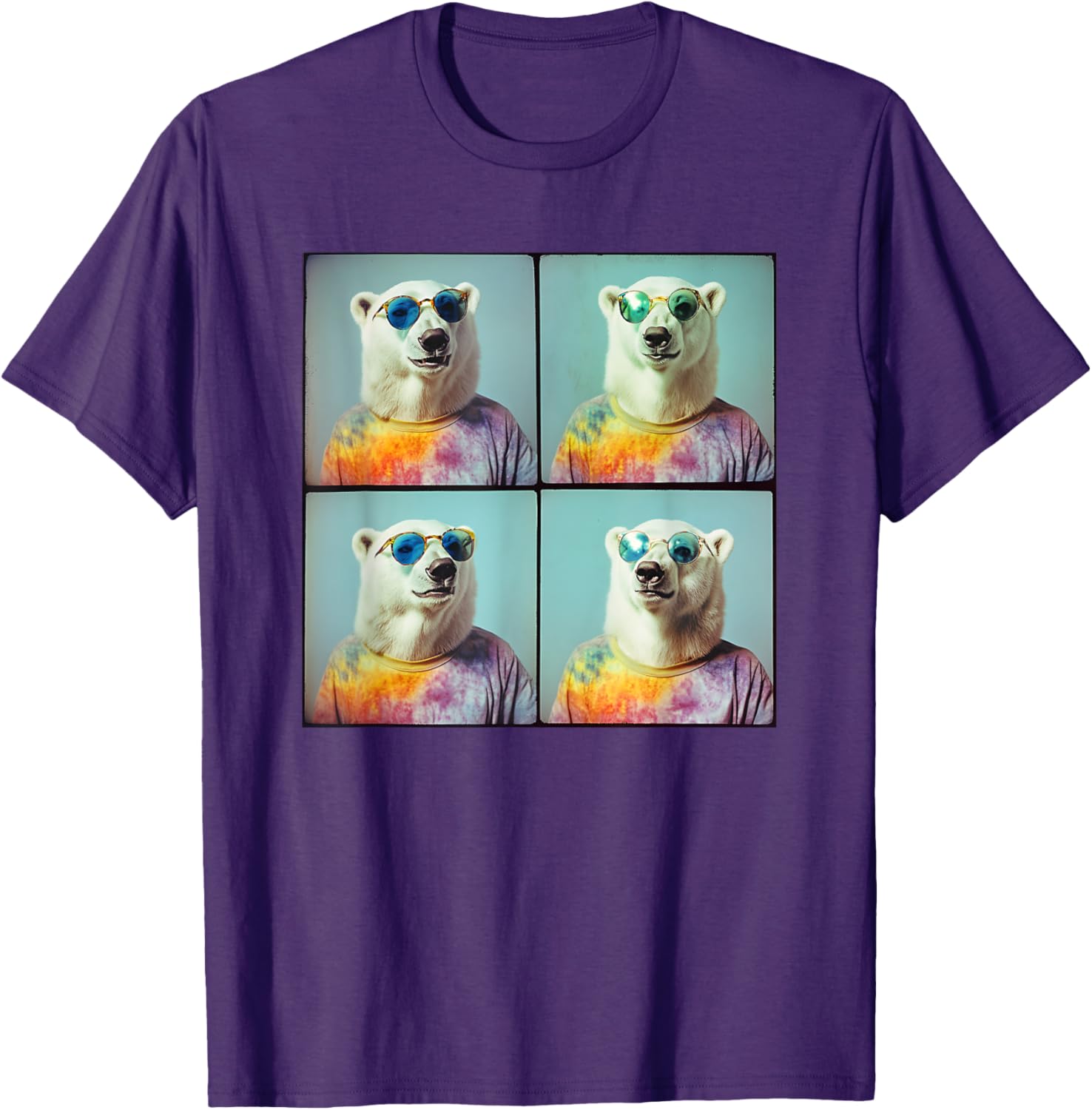 Colorful Tie Dye Polar Bear T-Shirt for Unique Hippie Style Fun - 9