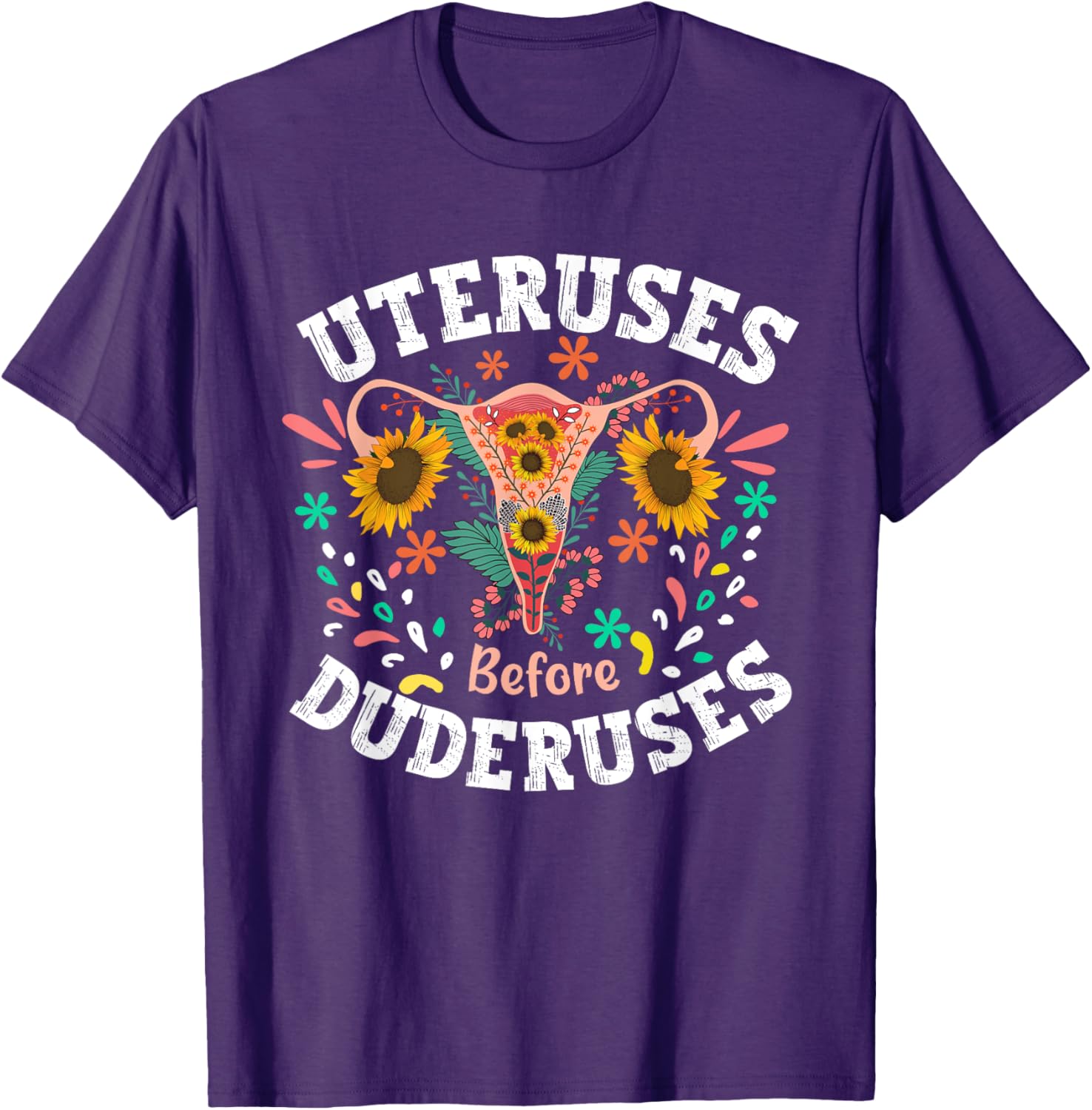 Galentines Day Floral Uterus T-Shirt for Feminist Empowerment Support - 8