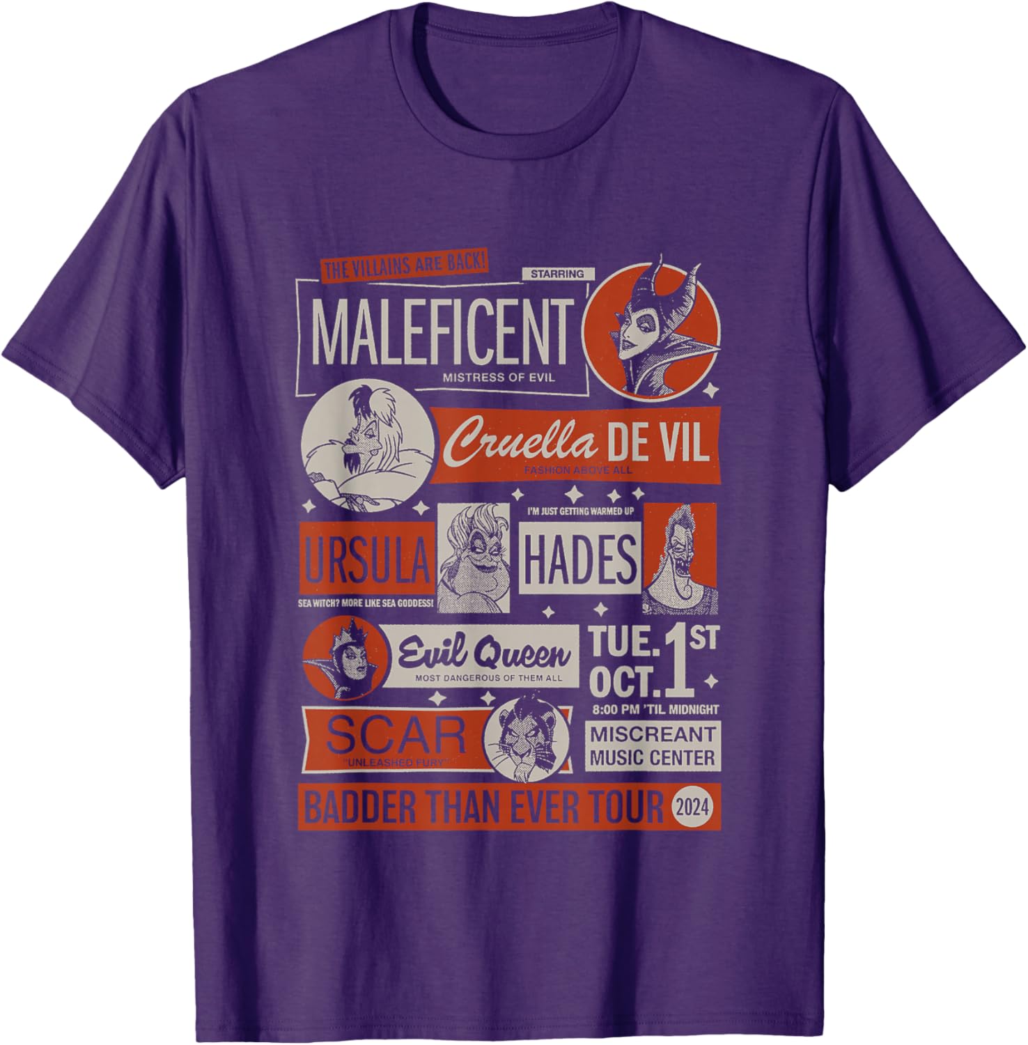 Disney Villains Retro Poster T-Shirt Unleash Your Dark Side in Style - 1