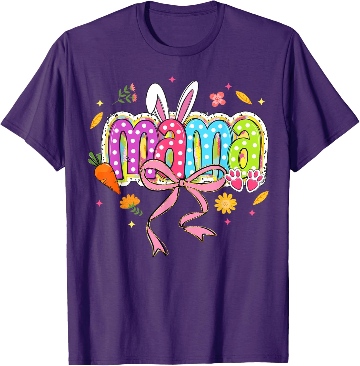 Boho Floral Coquette Bow Mama Bunny Easter Family T-Shirt for Moms - 10
