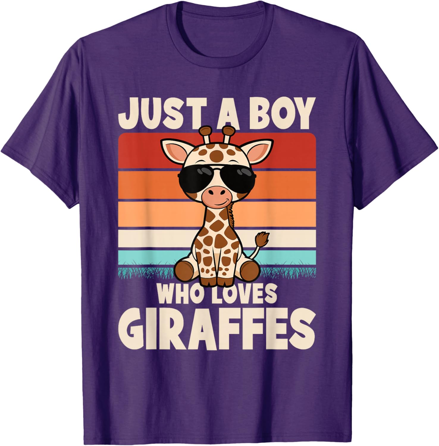Just A Boy Who Loves Giraffes Retro Wild Animal Kids T-Shirt - 7