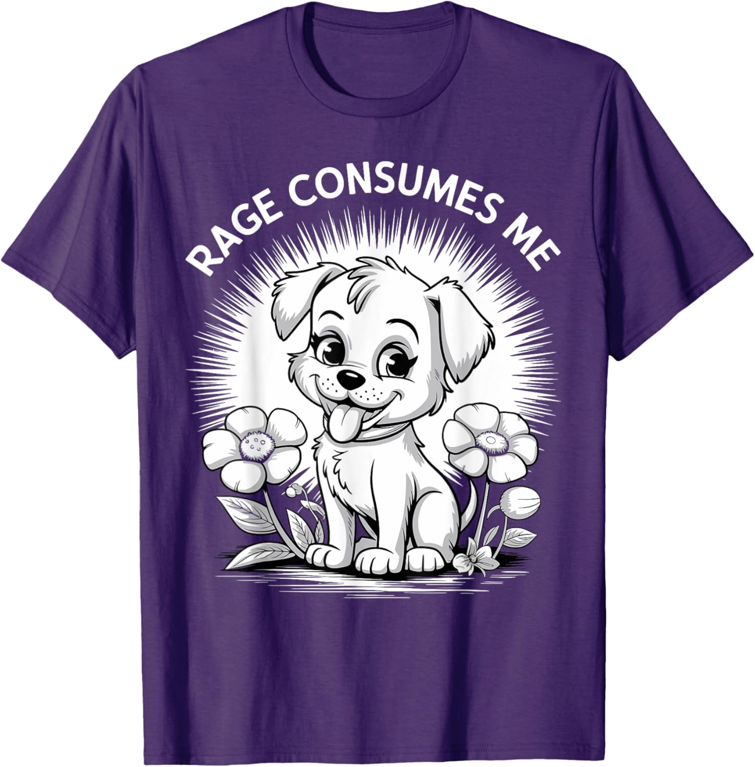 Cute Funny Puppy Rage Flower Meme Retro T-Shirt for Dog Lovers - 1
