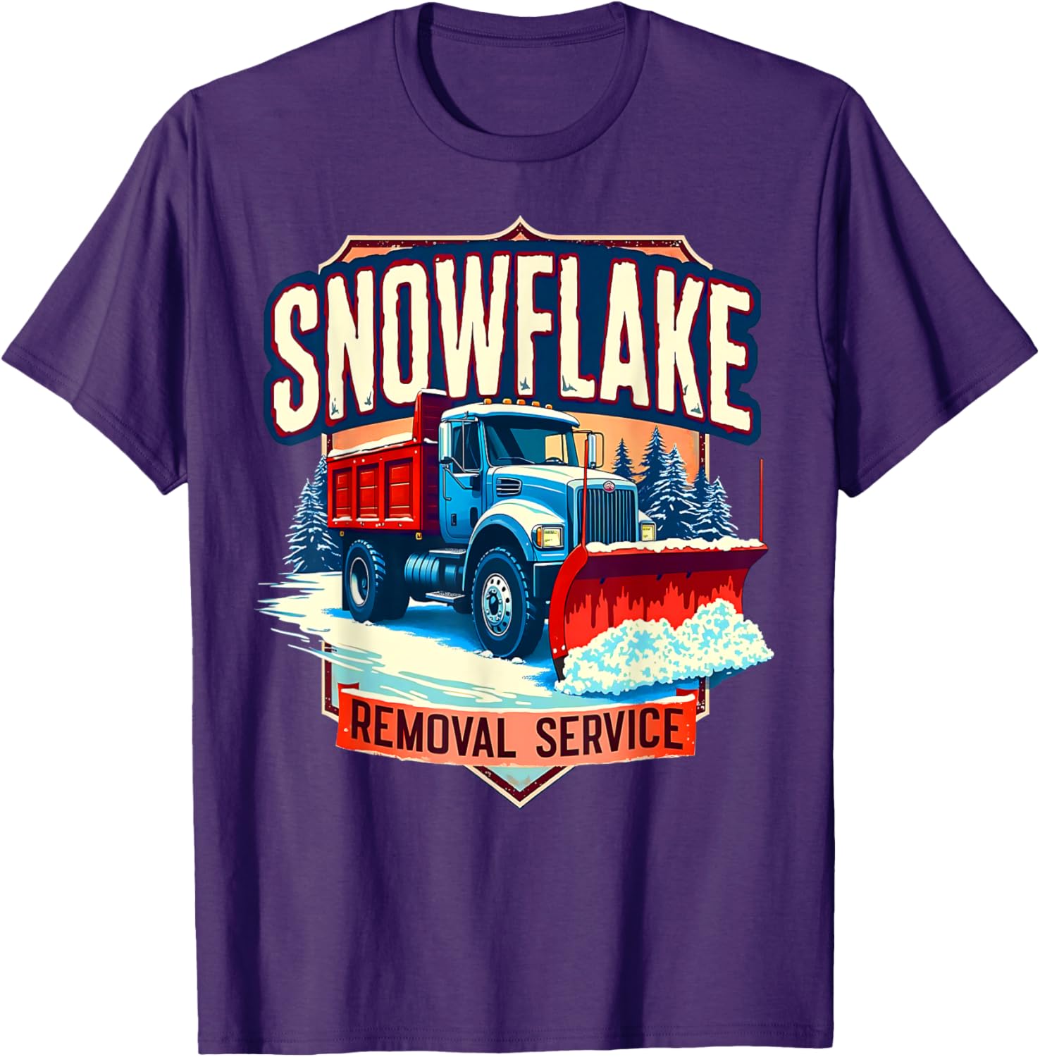 Snowflake Removal Service Truck Winter Supporter T-Shirt for Snow Days - 5