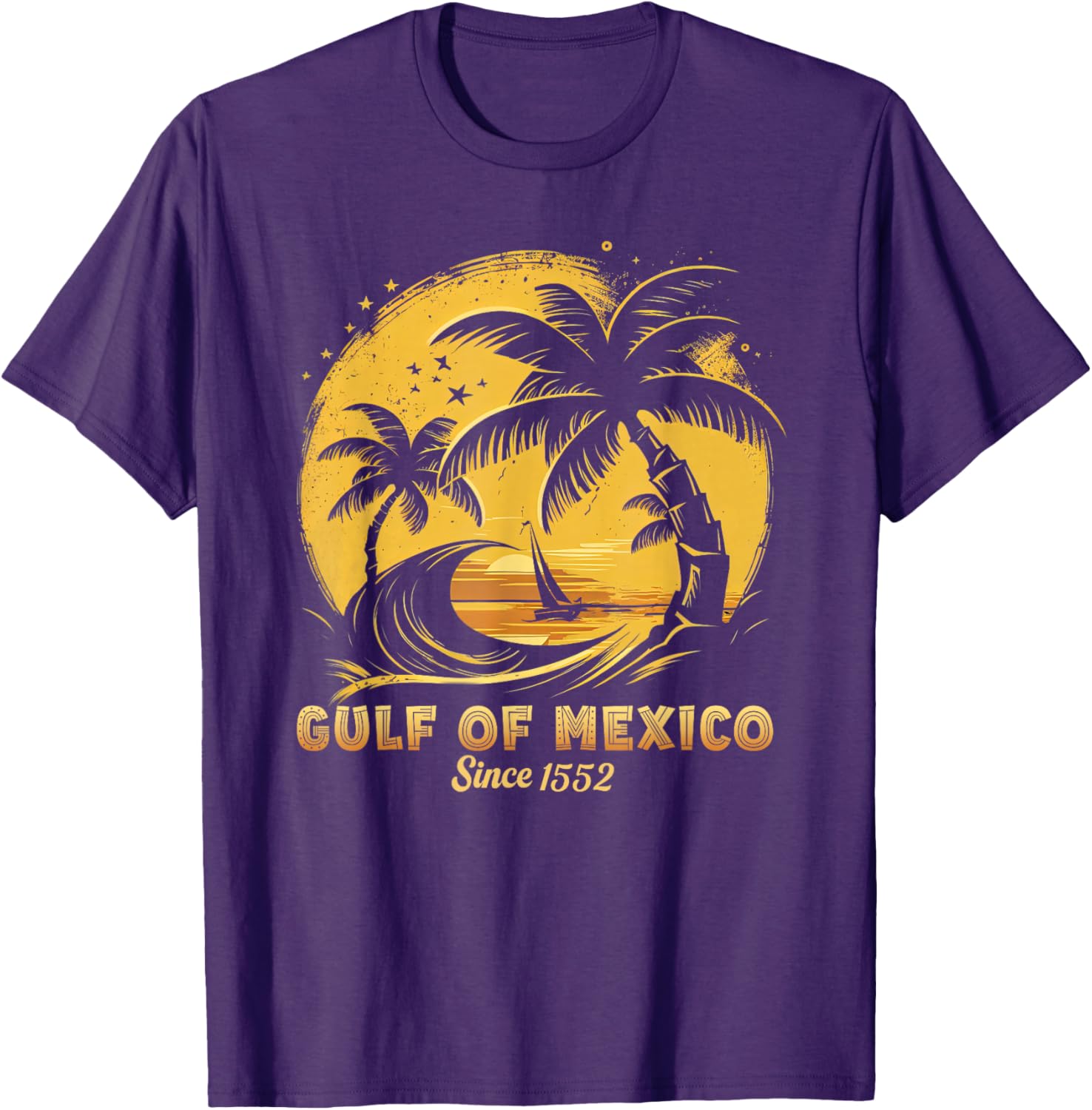 Gulf of Mexico T-Shirt with Palm Trees and Sailboat Design - 12