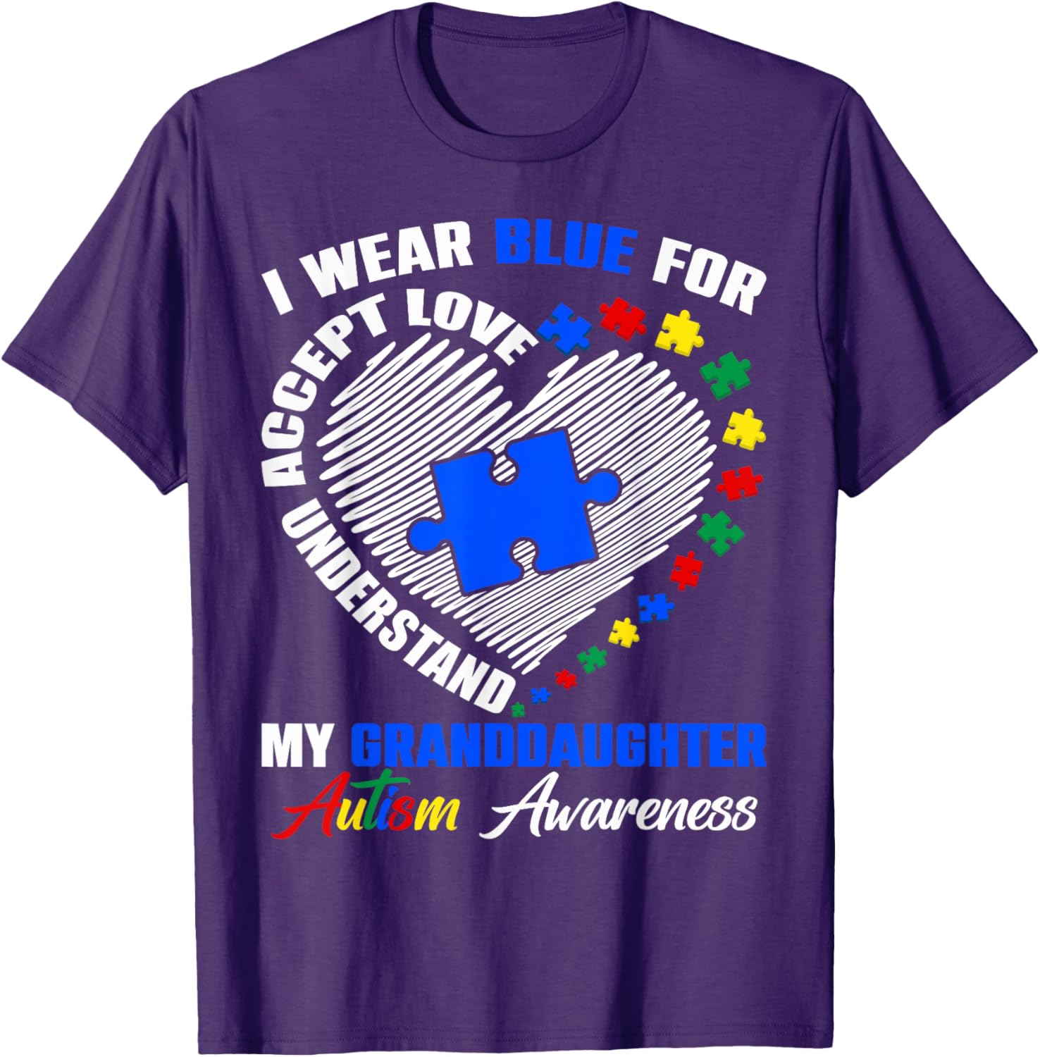 Blue Puzzle Pie T-Shirt for Autism Awareness - Perfect for Granddaughters - 16
