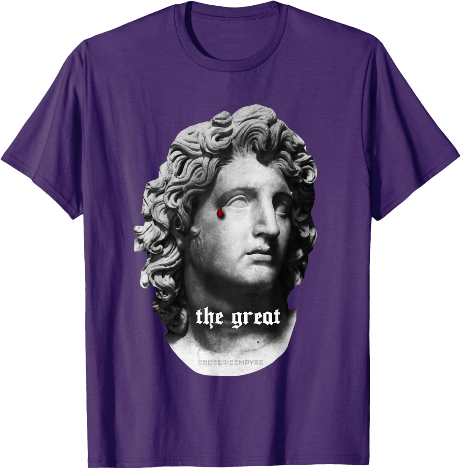 Alexander the Great Bust T-Shirt with Unique Bloody Teardrop Design - 26