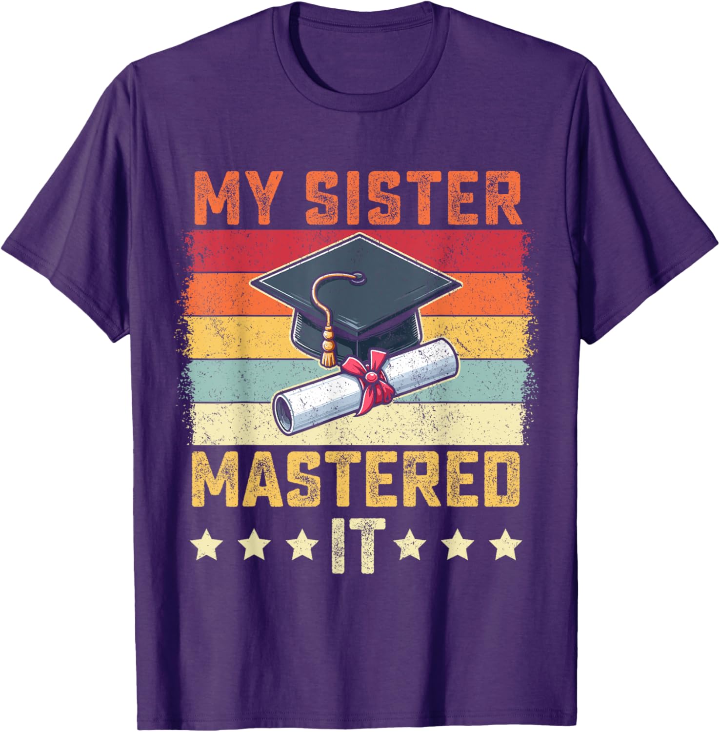 My Sister Mastered It Vintage Graduation T-Shirt for Proud Family Celebrations - 21