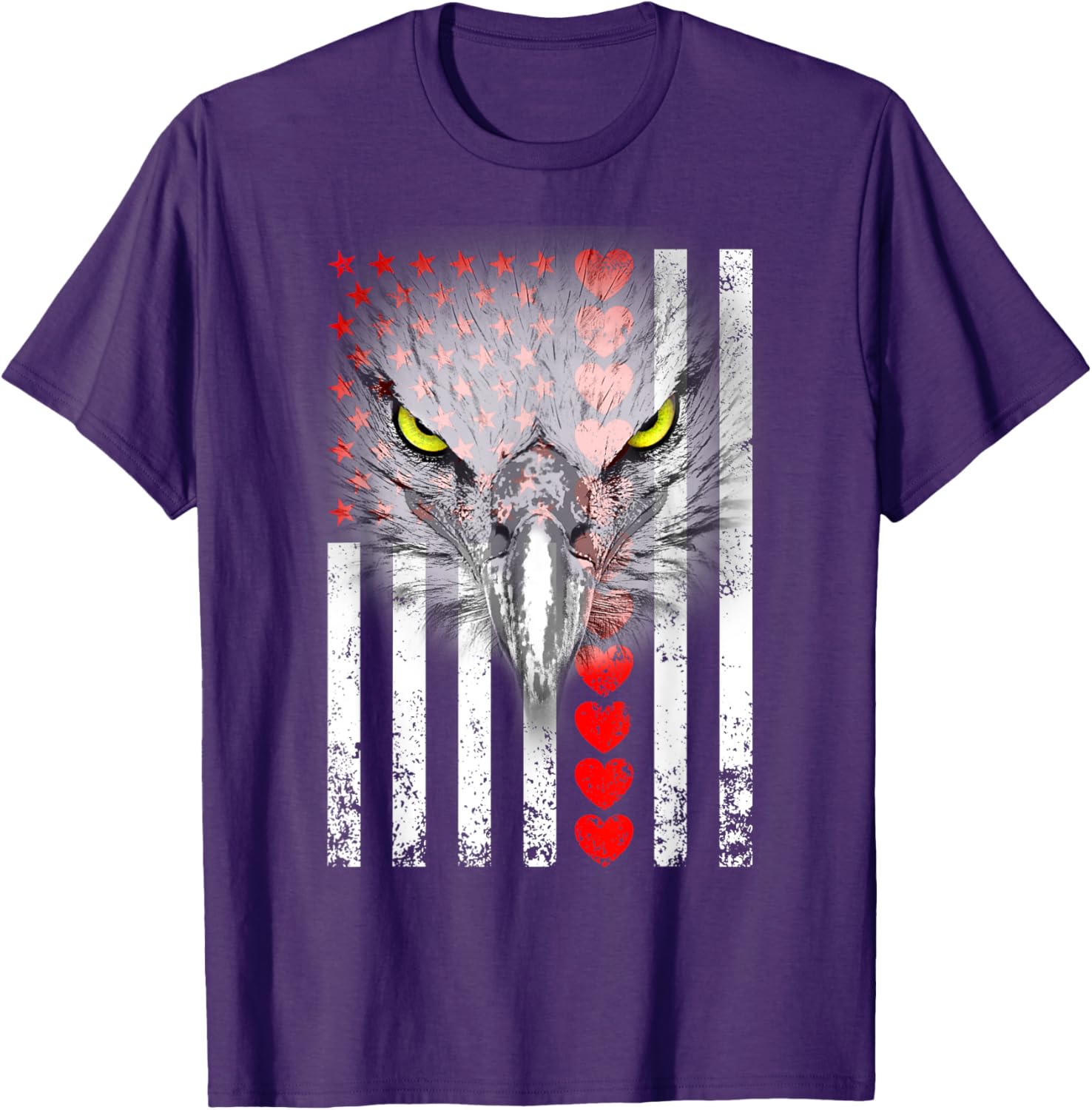 Happy Valentine's Day Eagle T-Shirt for Animal Lovers with Hearts & Flag - 11