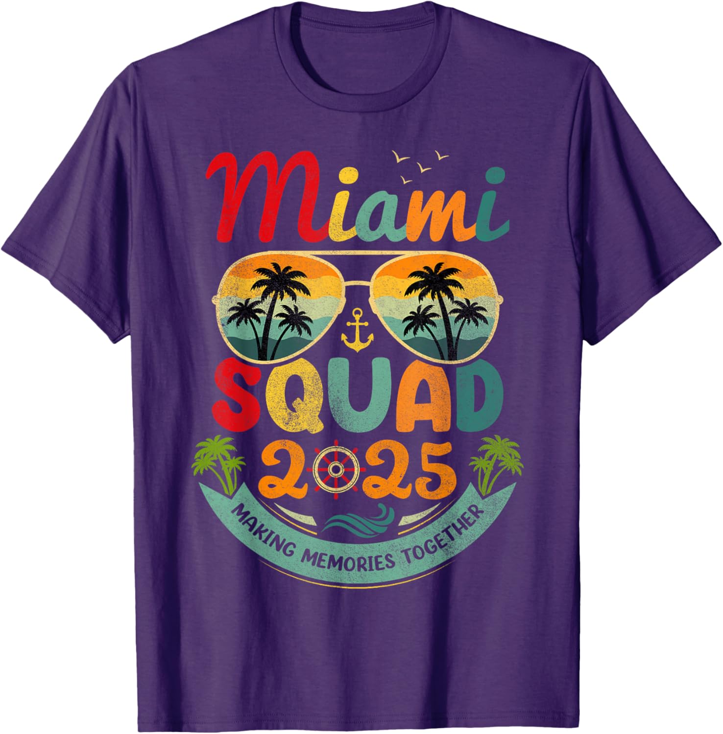Miami Squad 2025 Vintage Beach Vacation T-Shirt for Group Fun - 5