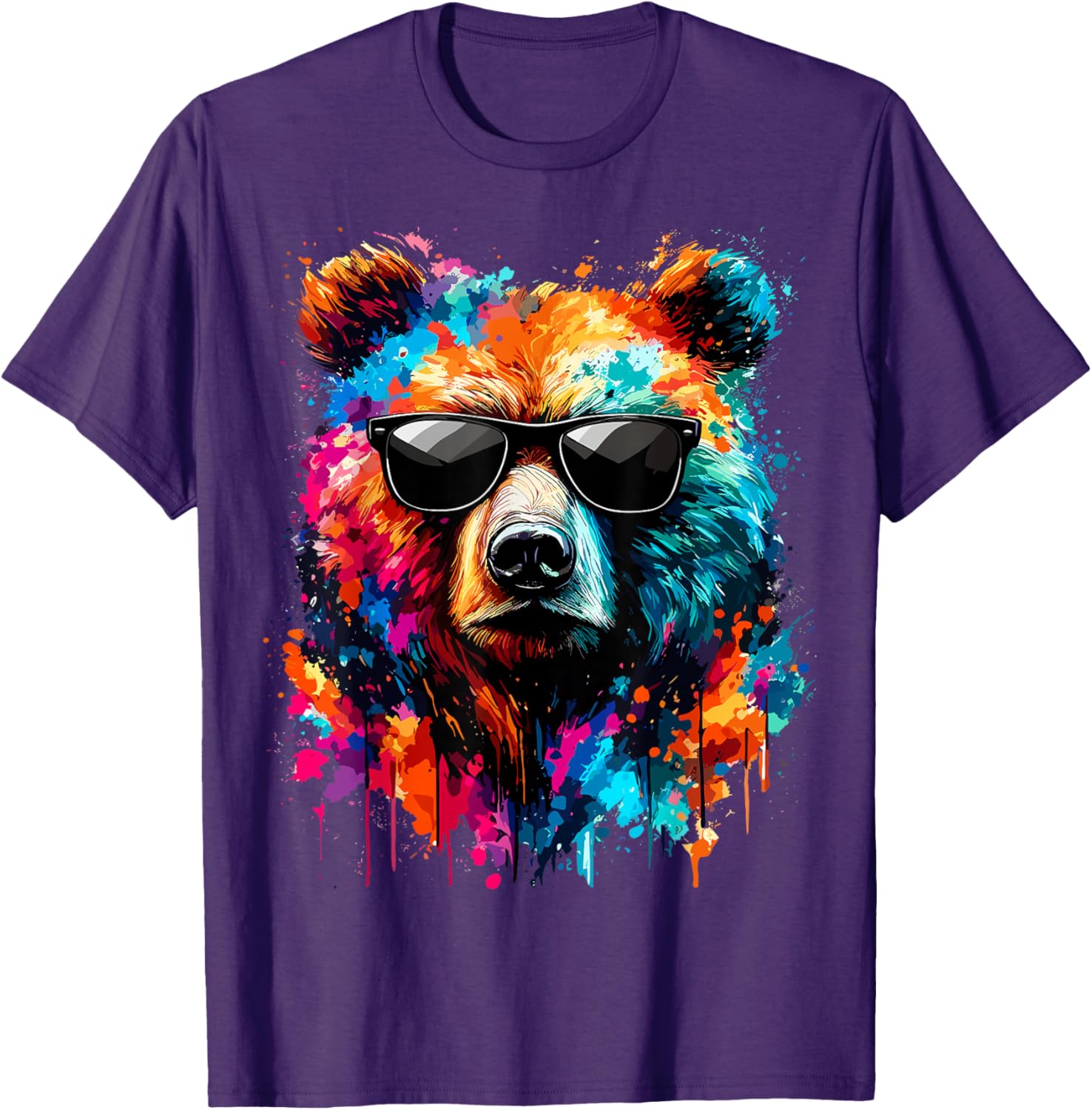 Colorful Bear with Sunglasses T-Shirt for Wildlife Lovers and Adventures - 16