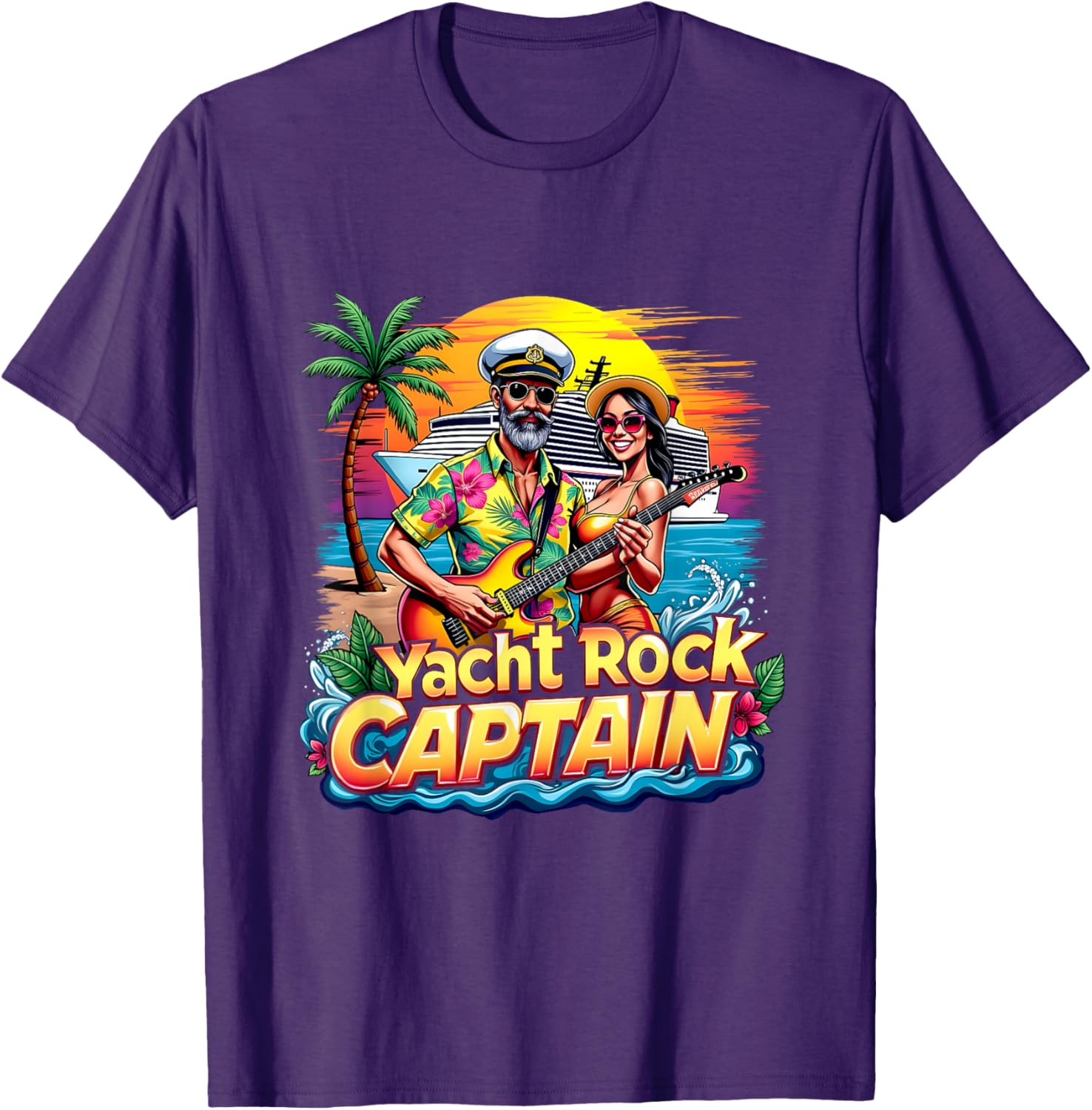 Retro Yacht Rock Captain Tropical Cruise Squad T-Shirt for Fun Parties - 12