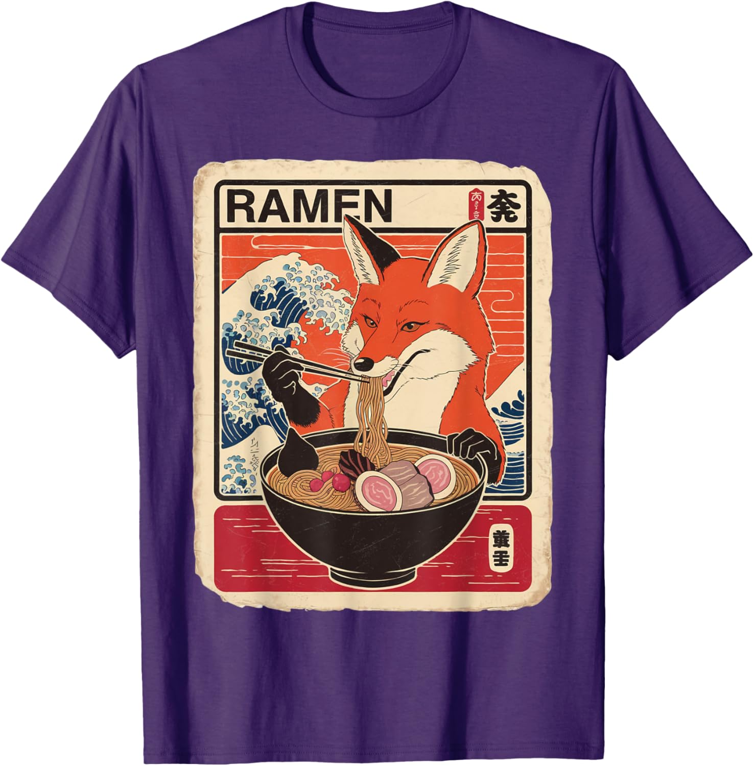 Kawaii Fox Ramen Graphic T-Shirt Cute Ezo Orange Fox Apparel - 24