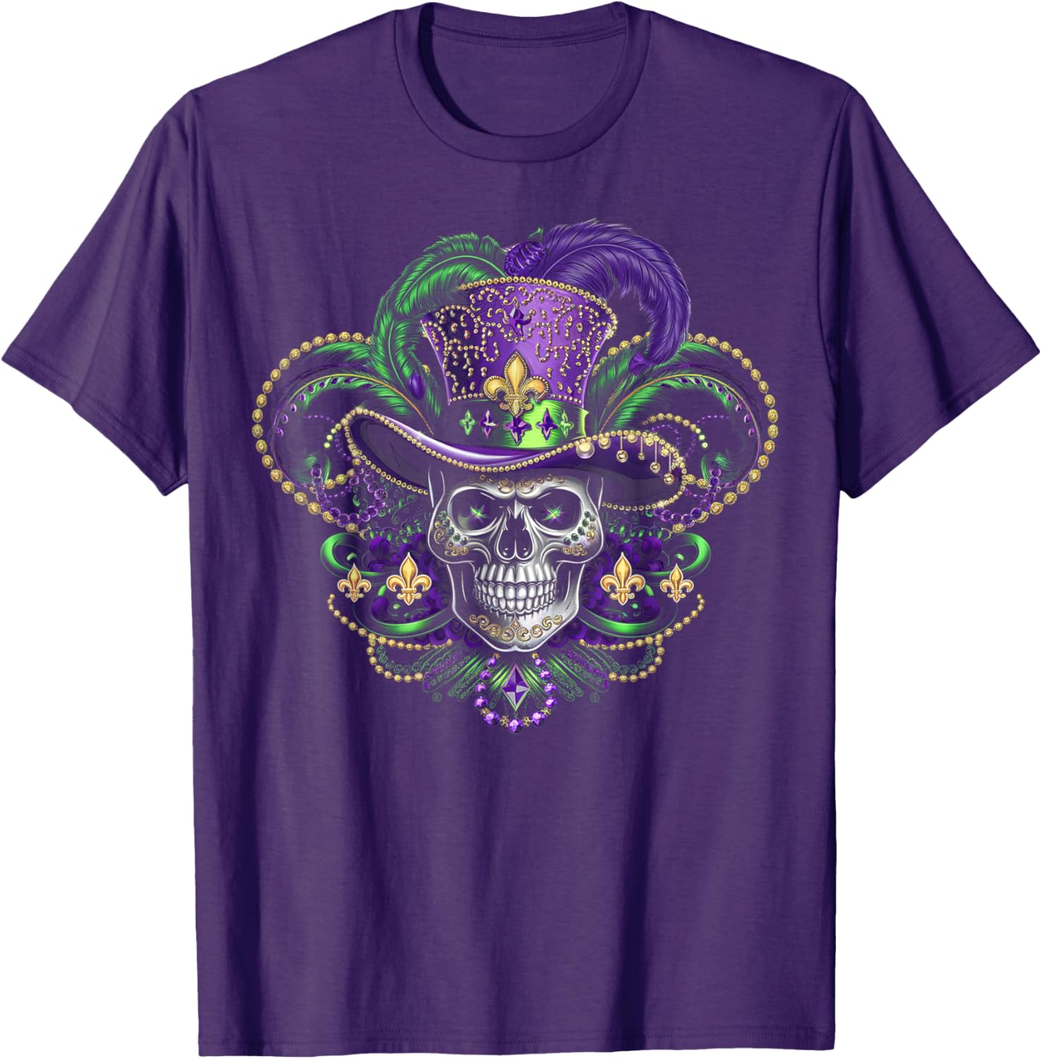 Vibrant Sugar Skull Witch T-Shirt for Mardi Gras and Halloween Fun - 4