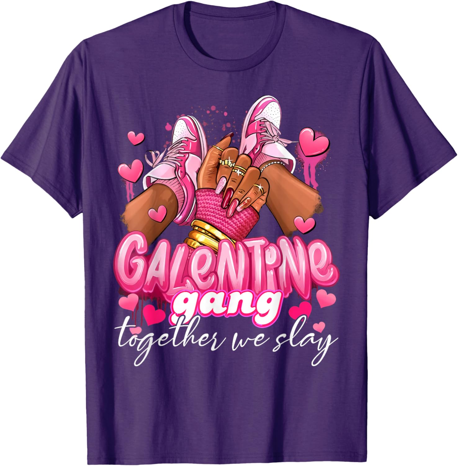 Women Galentine Gang Together We Slay Valentine's Day T-Shirt - 1