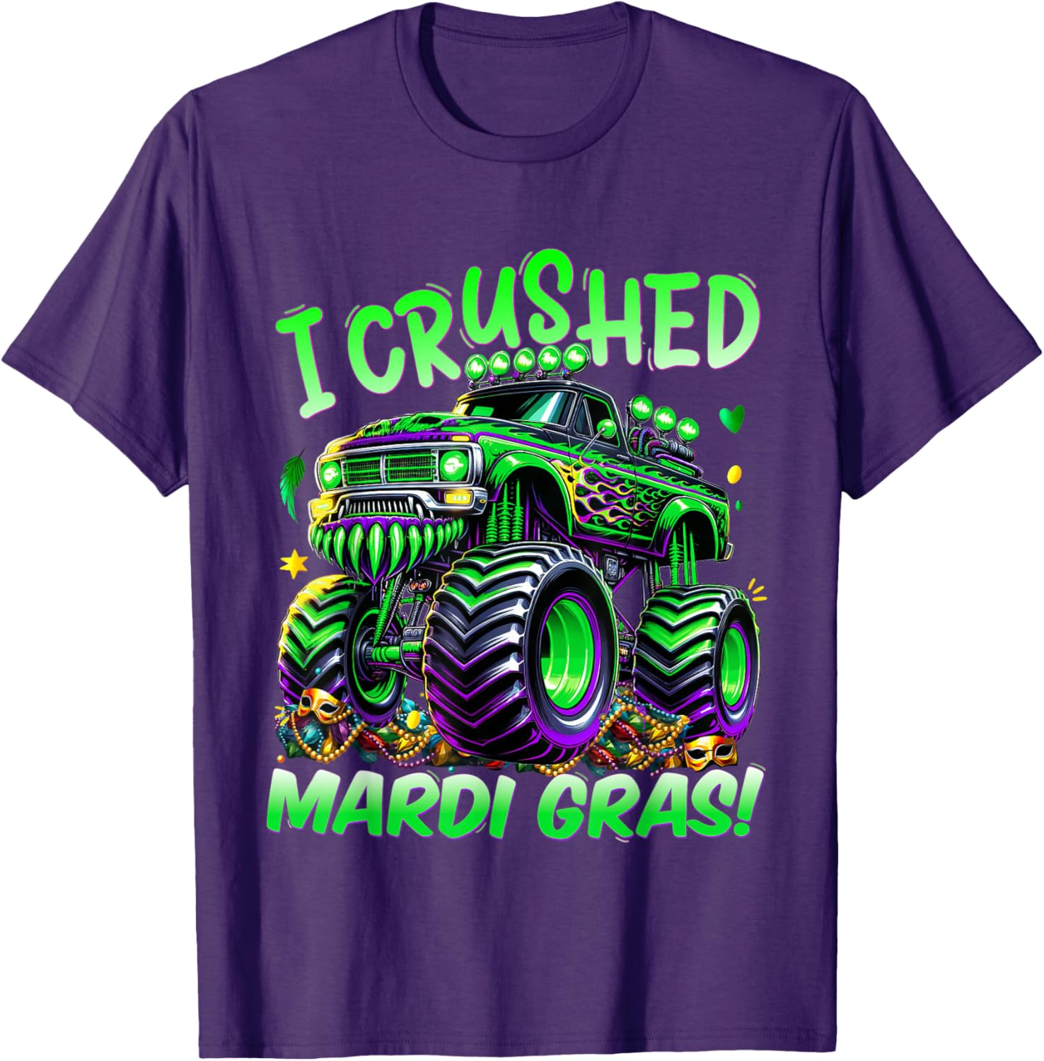 I Crushed Mardi Gras Monster Truck Tee for Boys and Kids Fun Shirt - 6