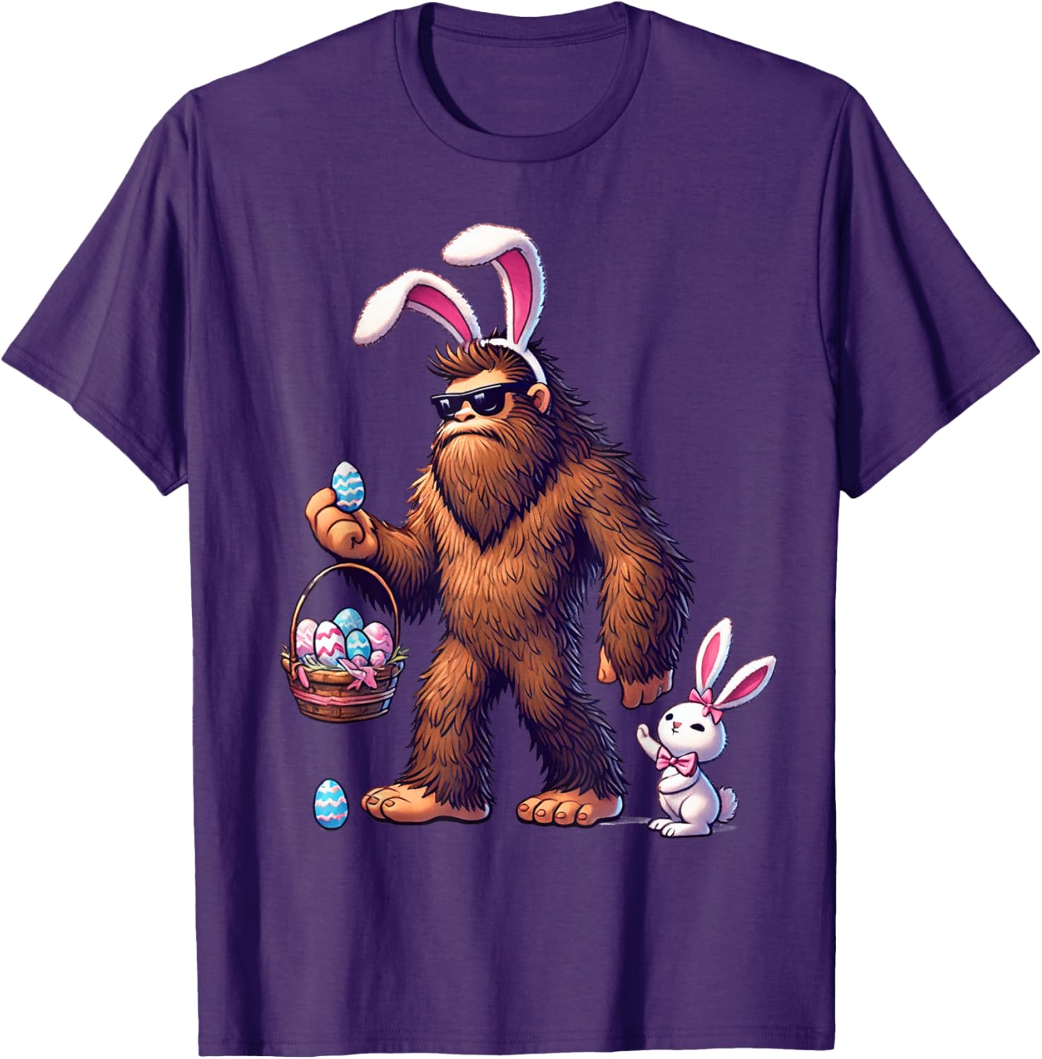 Bigfoot Sasquatch Bunny Easter Eggs T-Shirt for Kids and Men - 4