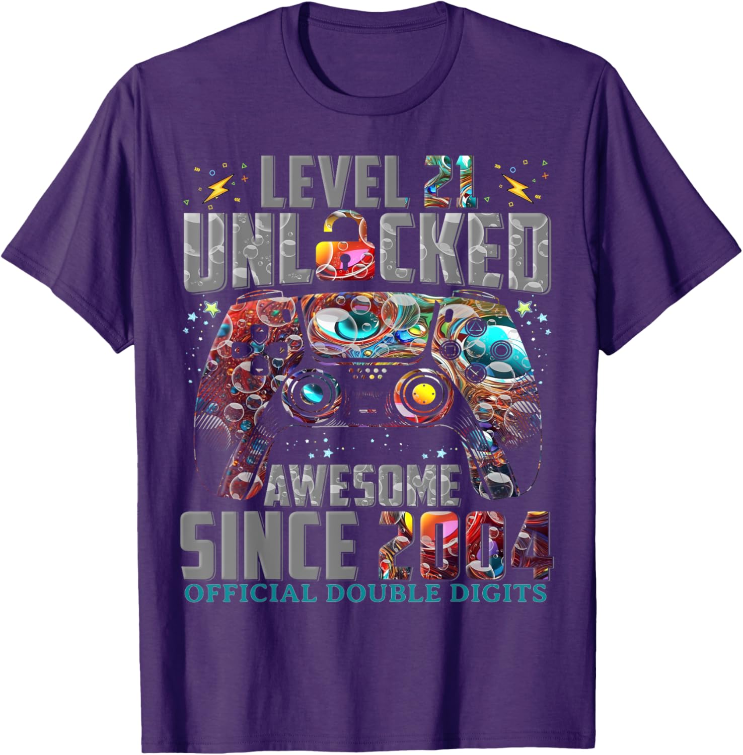 Level 21 Unlocked Gaming T-Shirt Awesome Since 2004 for 21st Birthday - 4