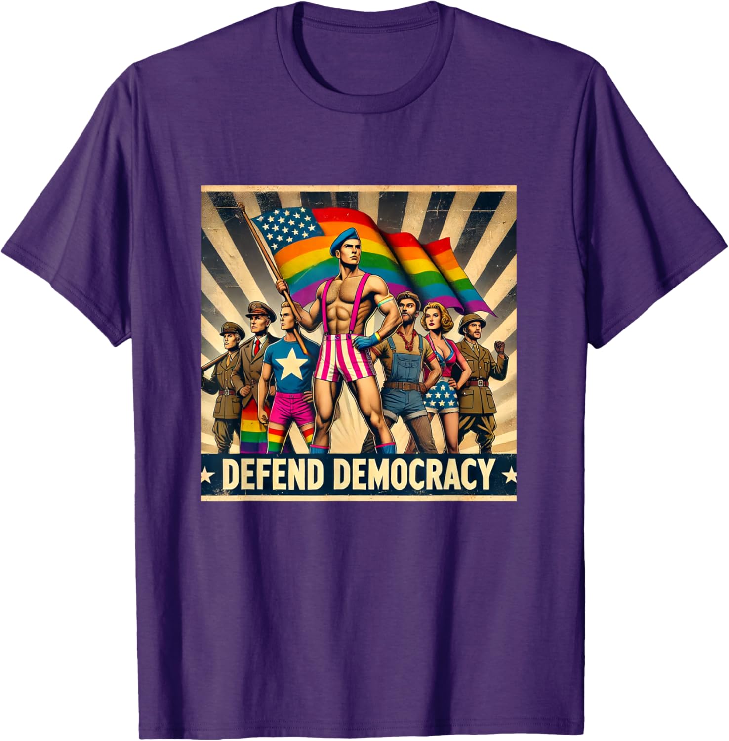 LGBTQ Defend Democracy T-Shirt - Bold Statement Tee for Allies and Activists - 1