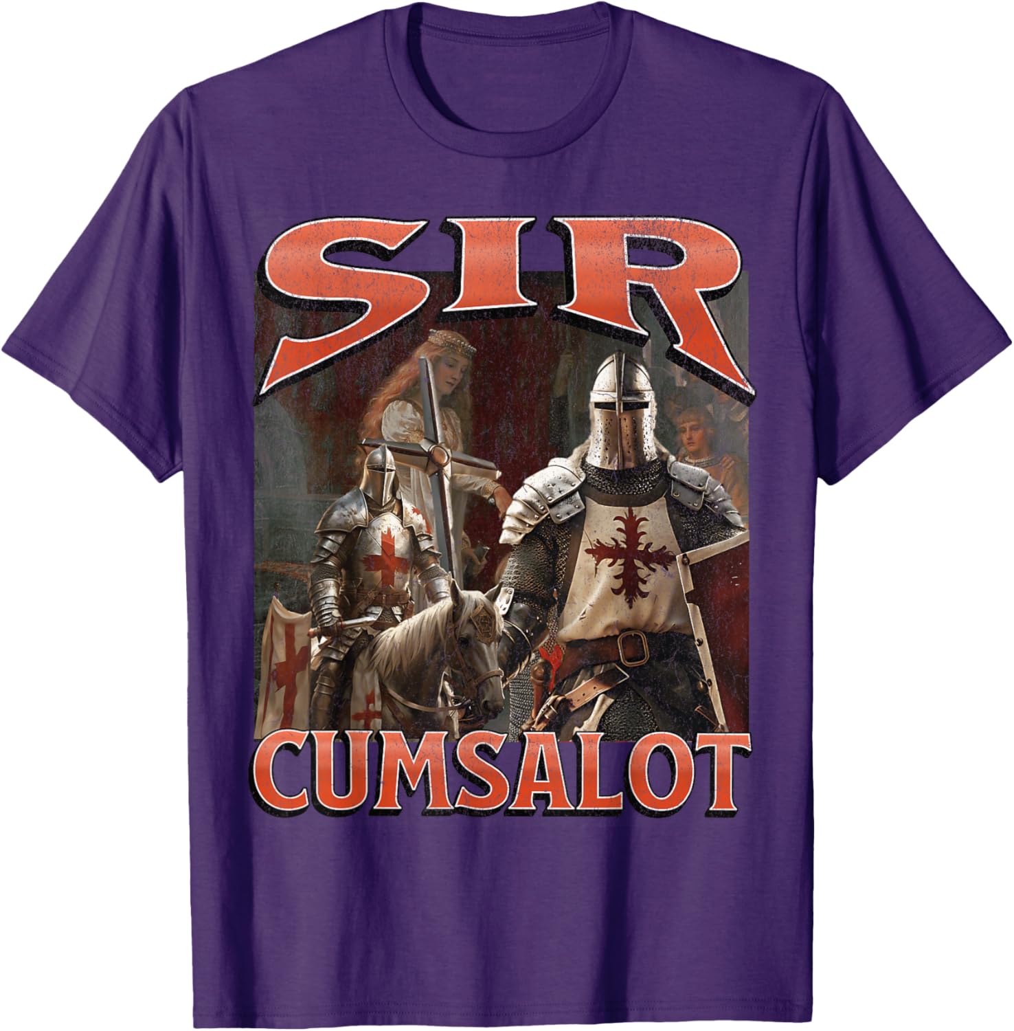 Humorous Sir Cumsalot Knight Meme Bootleg Graphic T-Shirt for Fun Fashion - 22