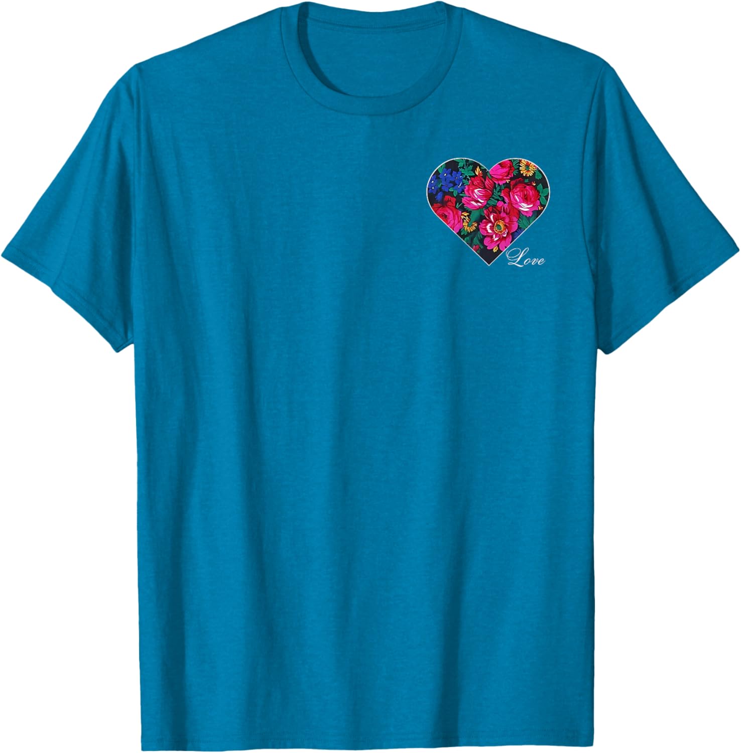 Floral Heart Love T-Shirt for Native American Women - Masani Scarf Design - 13