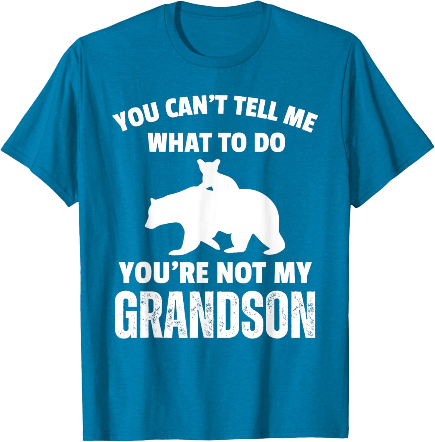 Funny Dad T-Shirt You Can't Tell Me What To Do Bear Grandson Gift - 1
