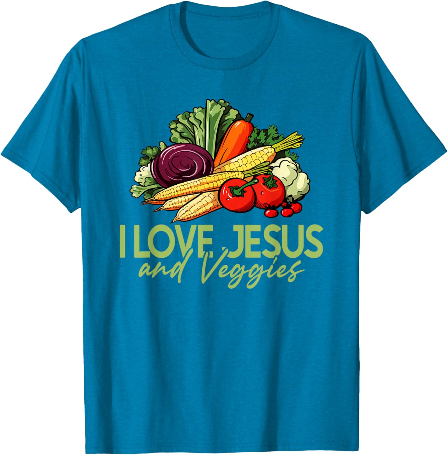 I Love Jesus and Veggies T-Shirt for Vegans and Vegetarians - 14