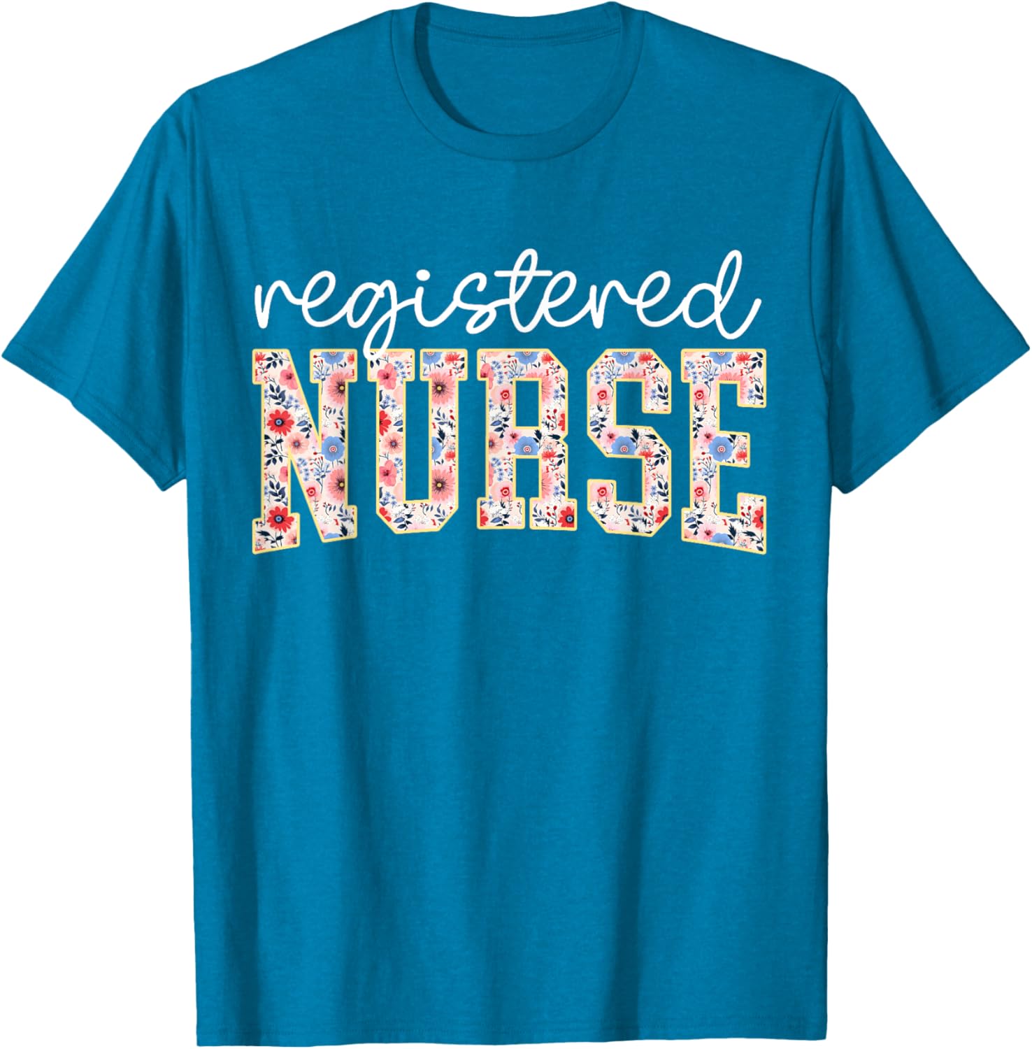 Floral Print RN Nurse T-Shirt for Women - Perfect for Nursing School - 23