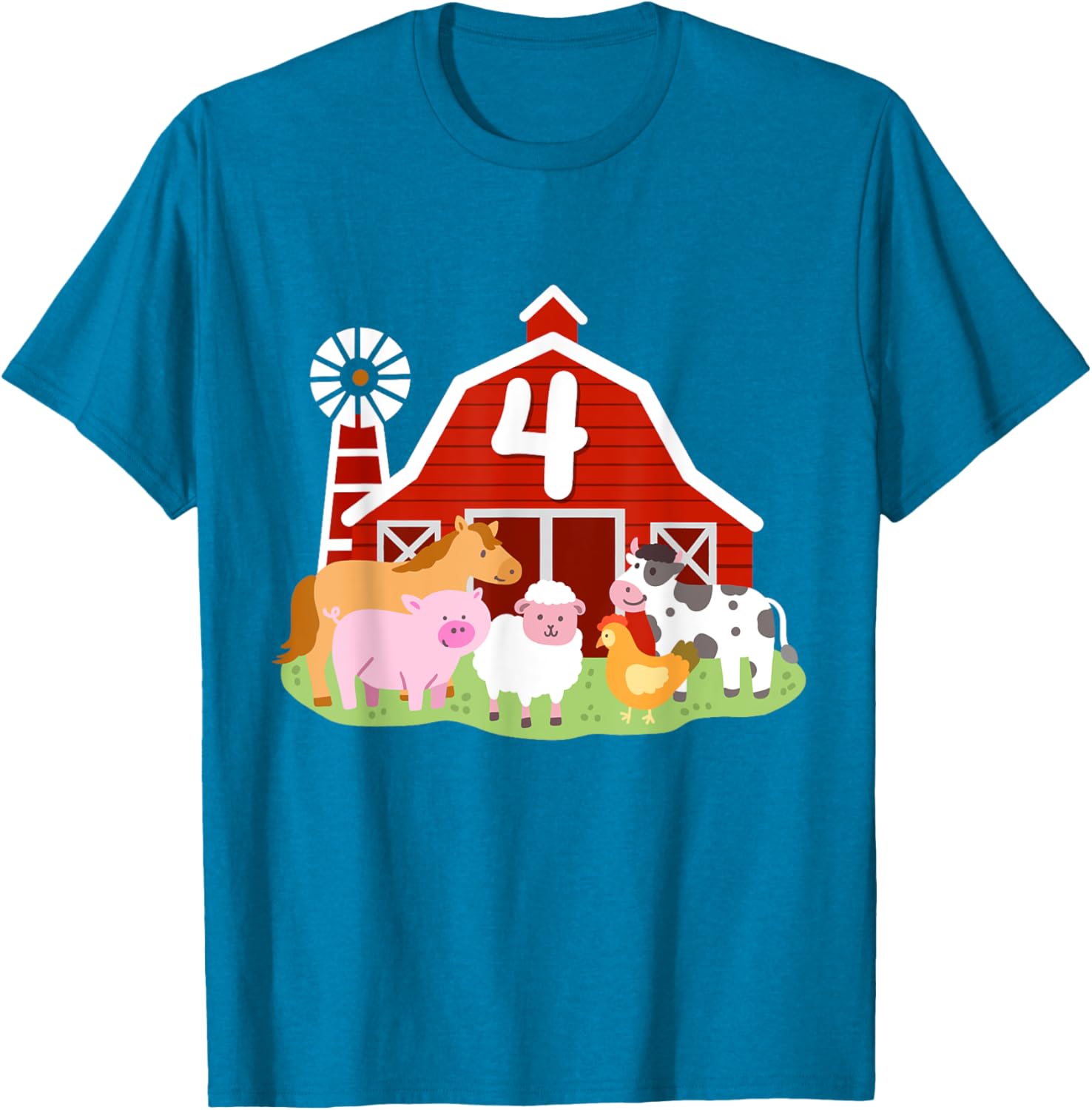 Adorable 4th Birthday Farm Animals T-Shirt for Boys Toddler Party Fun - 3