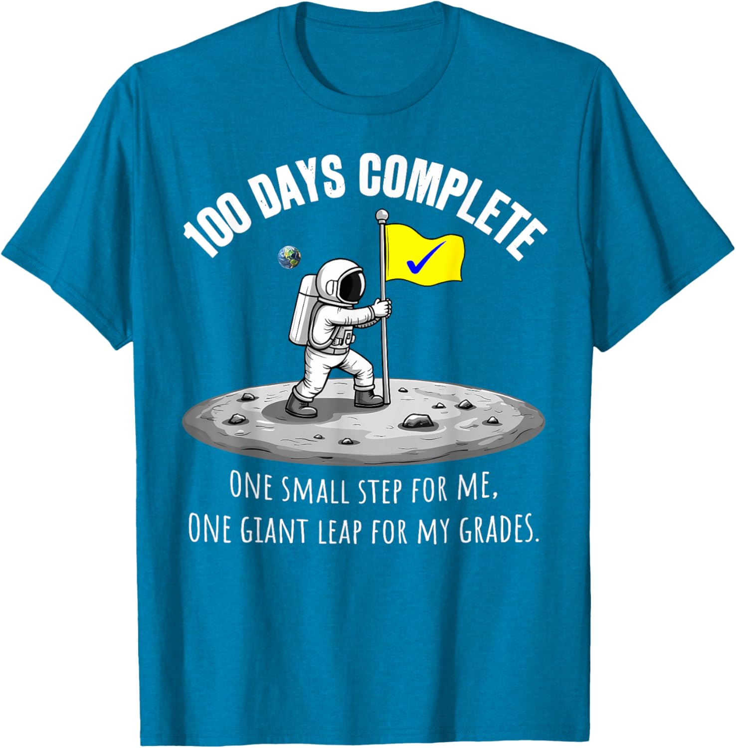 100th Day of School Astronaut on Moon T-Shirt for Kids Fun Celebration - 9