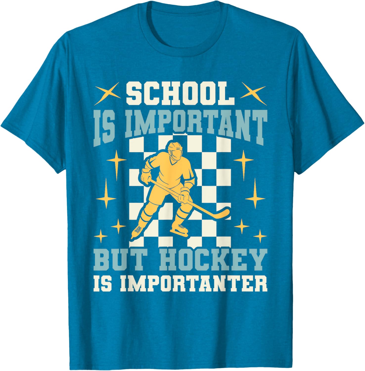 Funny Hockey T-Shirt for Boys - School Is Important Hockey Is Importanter - 5