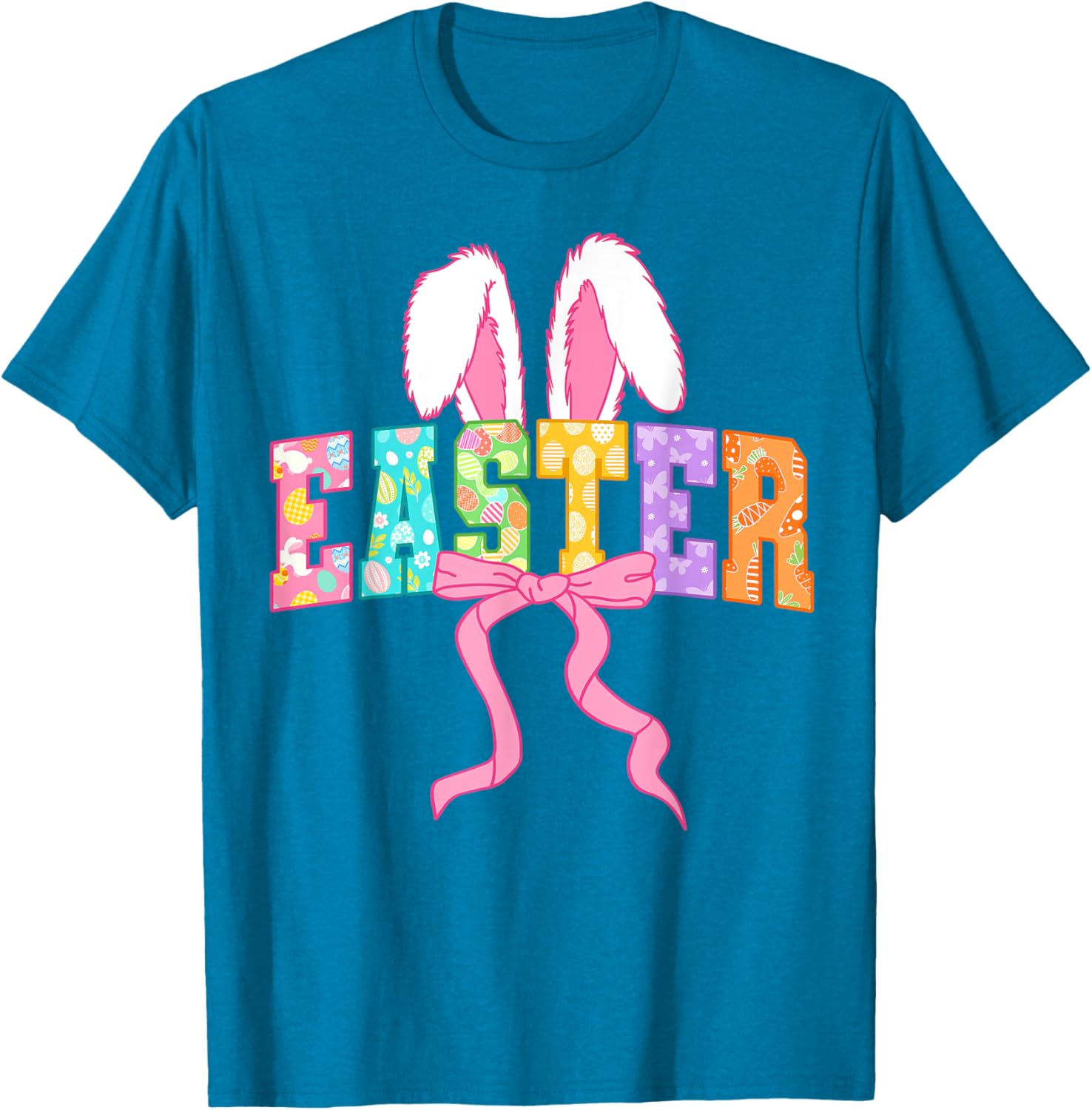 Happy Easter Coquette Bow Bunny Mama T-Shirt for Women and Girls - 14