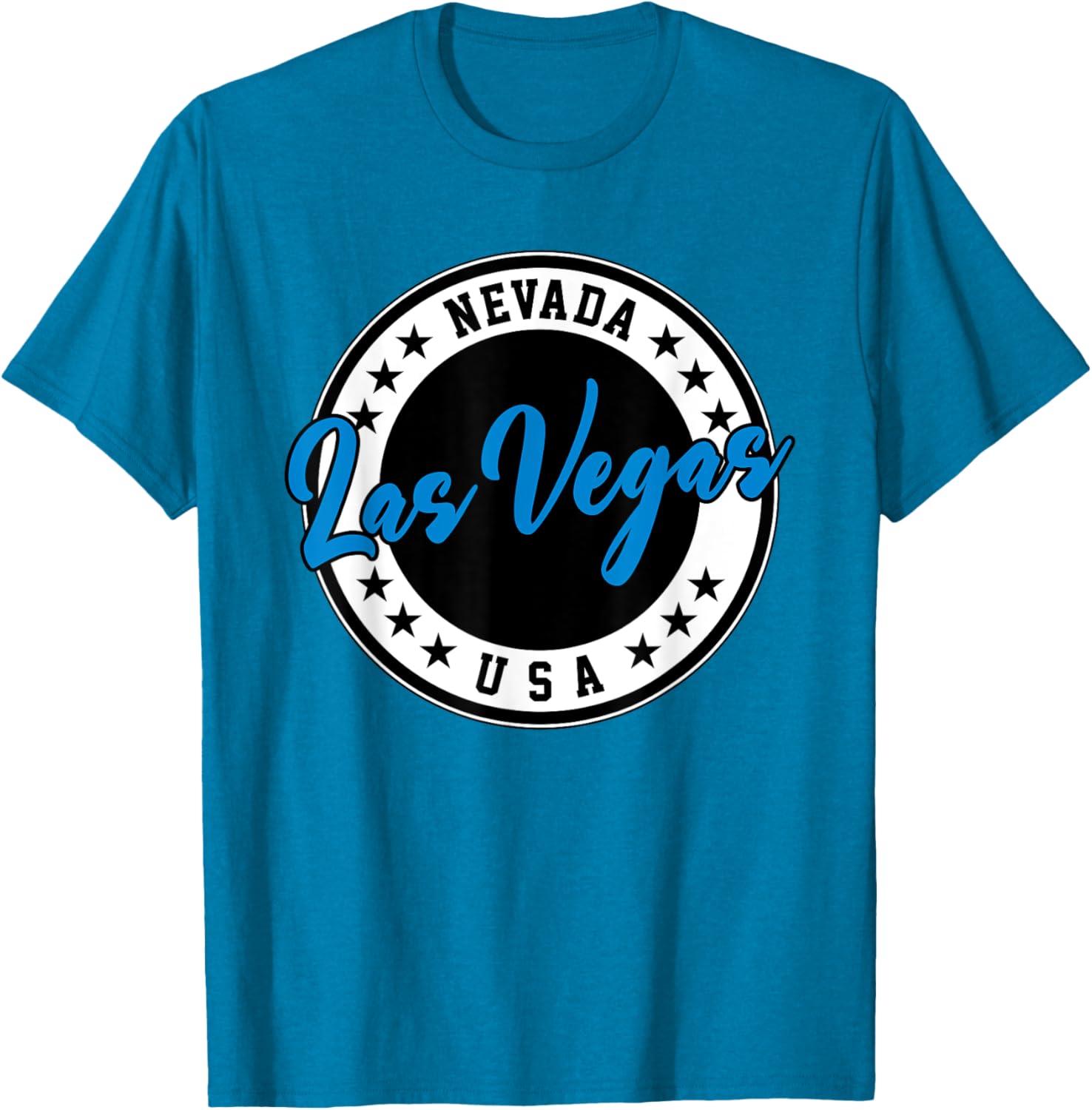 Las Vegas Nevada Blue Circle Script T-Shirt for Casual Style Fans - 28