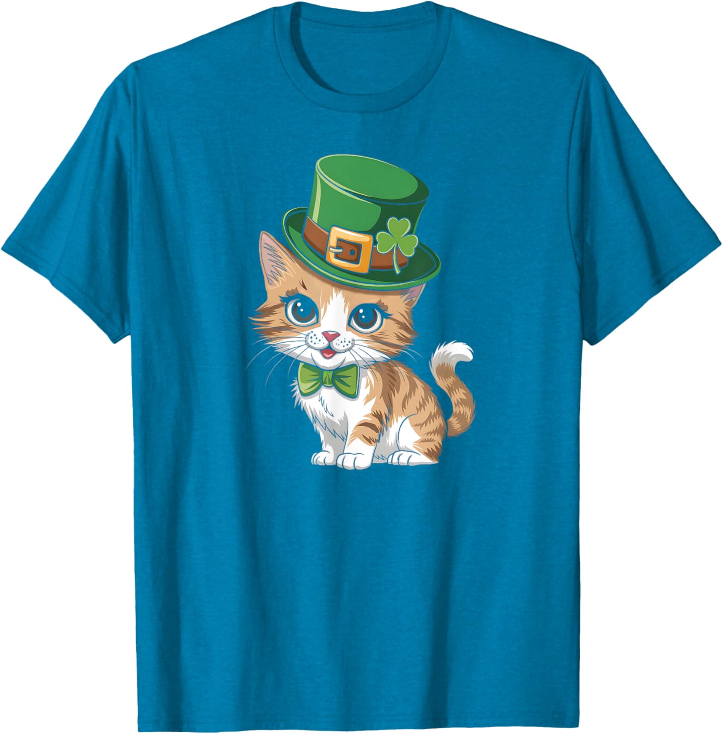Lucky Shamrock Cat St Patricks Day T-Shirt for Women Girls and Toddlers - 10