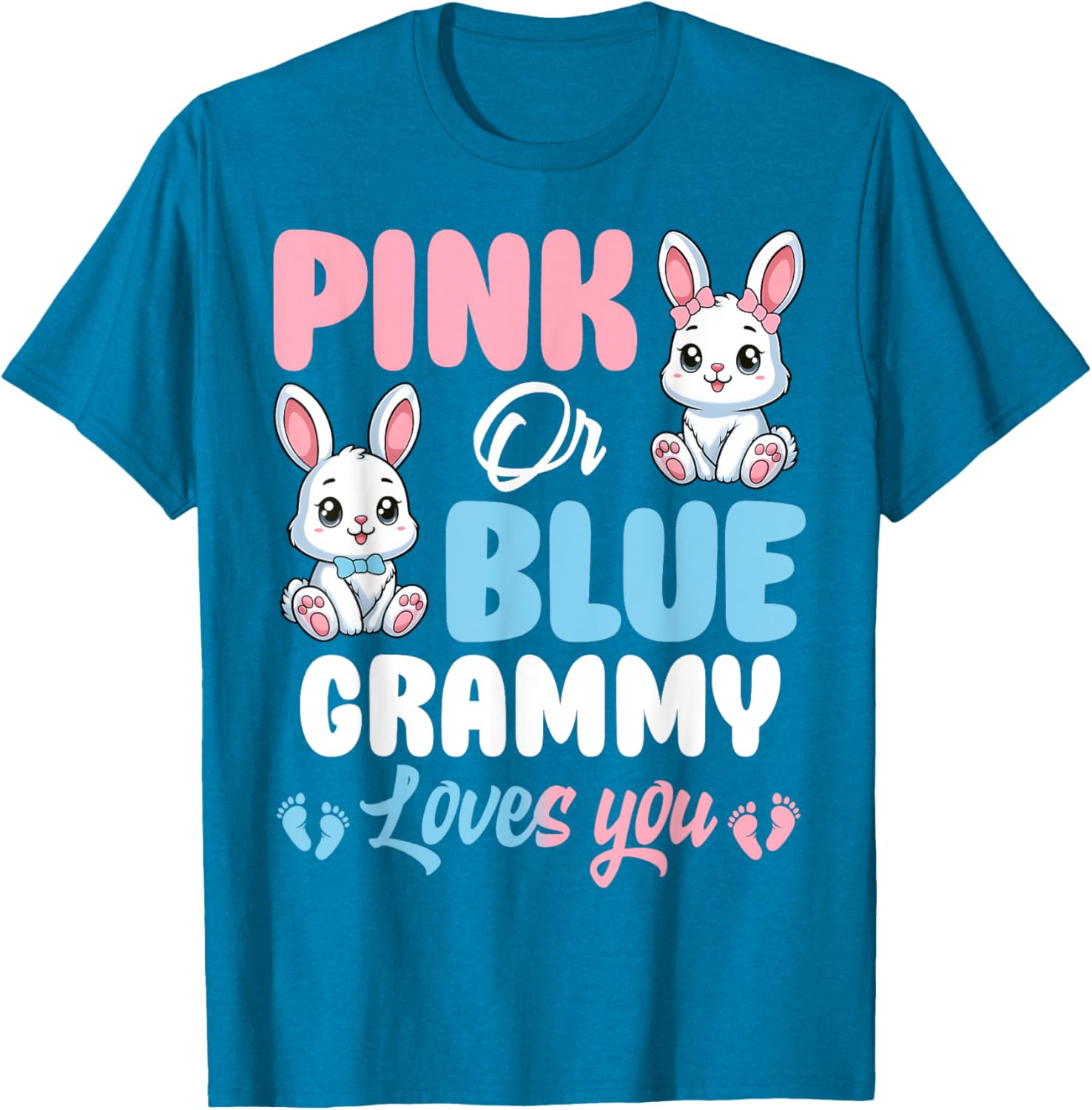 Pink or Blue Grammy Loves You Bunny Gender Reveal Party T-Shirt - 22