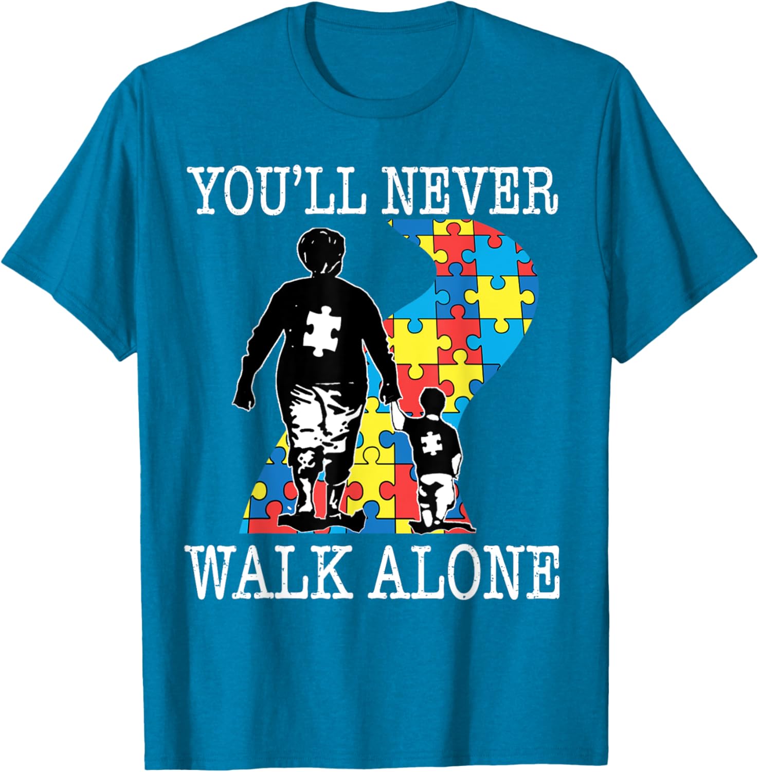 Autism Grandma Support Alone Puzzle You'll Never Walk T-Shirt for Comfort - 9