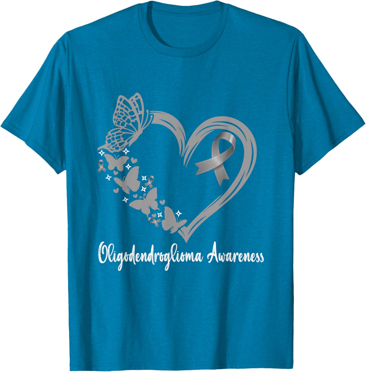 Oligodendroglioma Awareness Warrior Heart T-Shirt for Support & Unity - 11