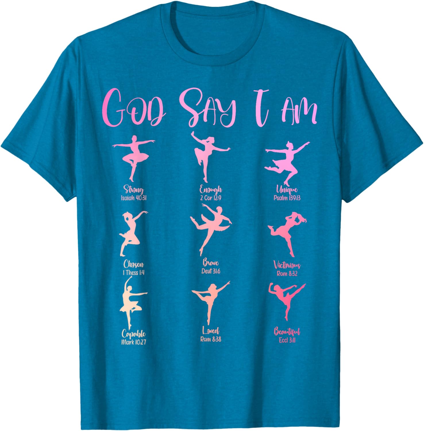 Christian God Says I Am Cute Pink Ballet Dancer T-Shirt for Girls - 20
