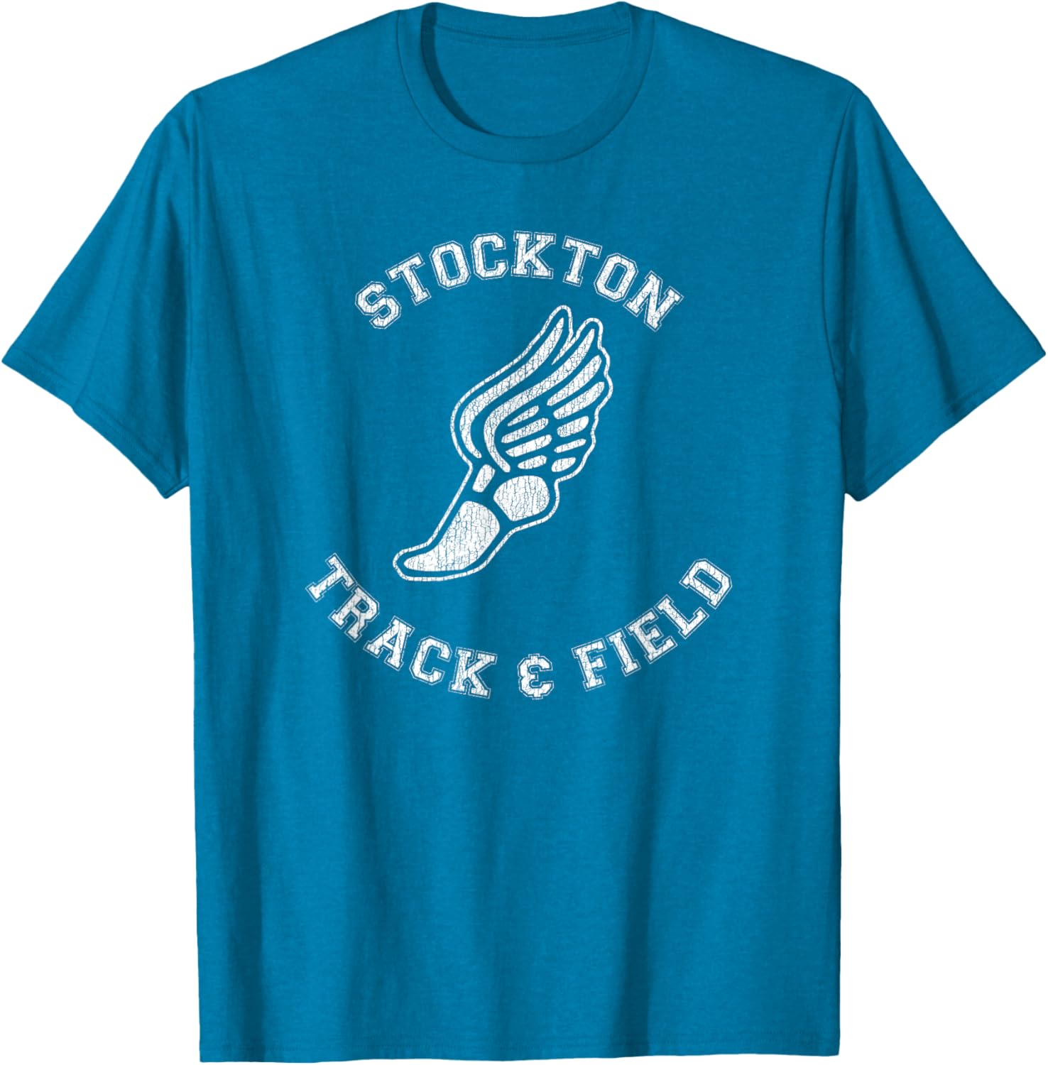 Stockton Track & Field Retro 80s Distressed T-Shirt for Casual Style - 4