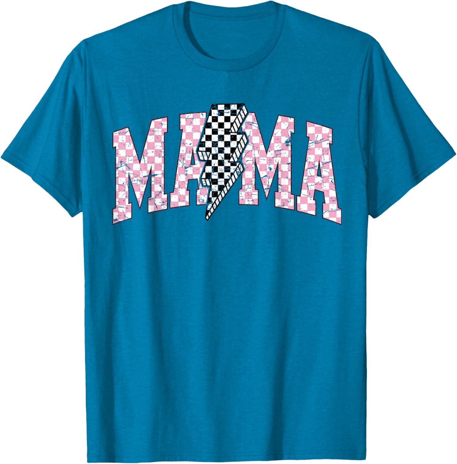 Retro Checkered Bolt Mama T-Shirt for Women, Men, Girls, and Kids - 3