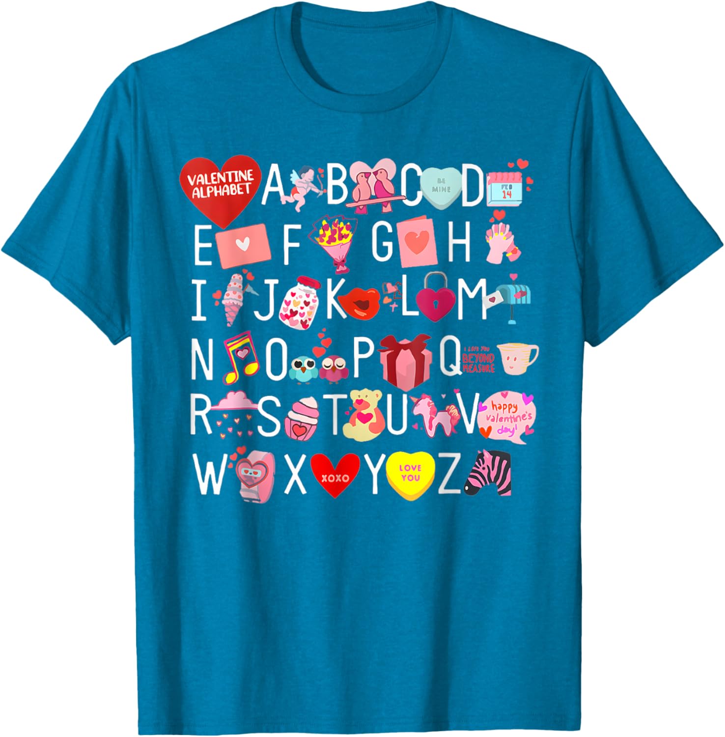 Funny ABC Teacher Appreciation Valentine's Day T-Shirt for Educators - 21