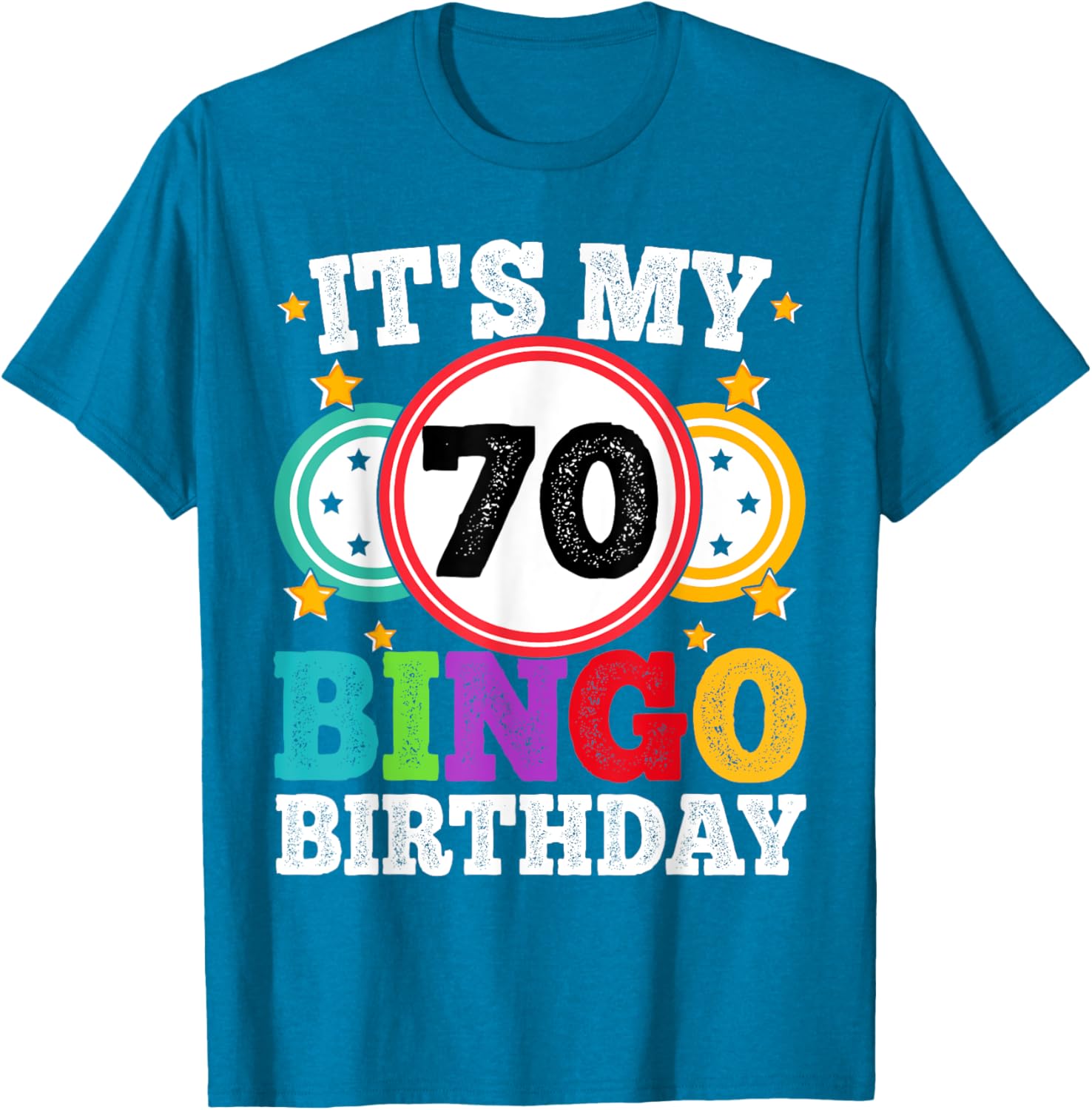 Funny 70th Birthday Bingo T-Shirt for Men and Women Perfect Gift - 3