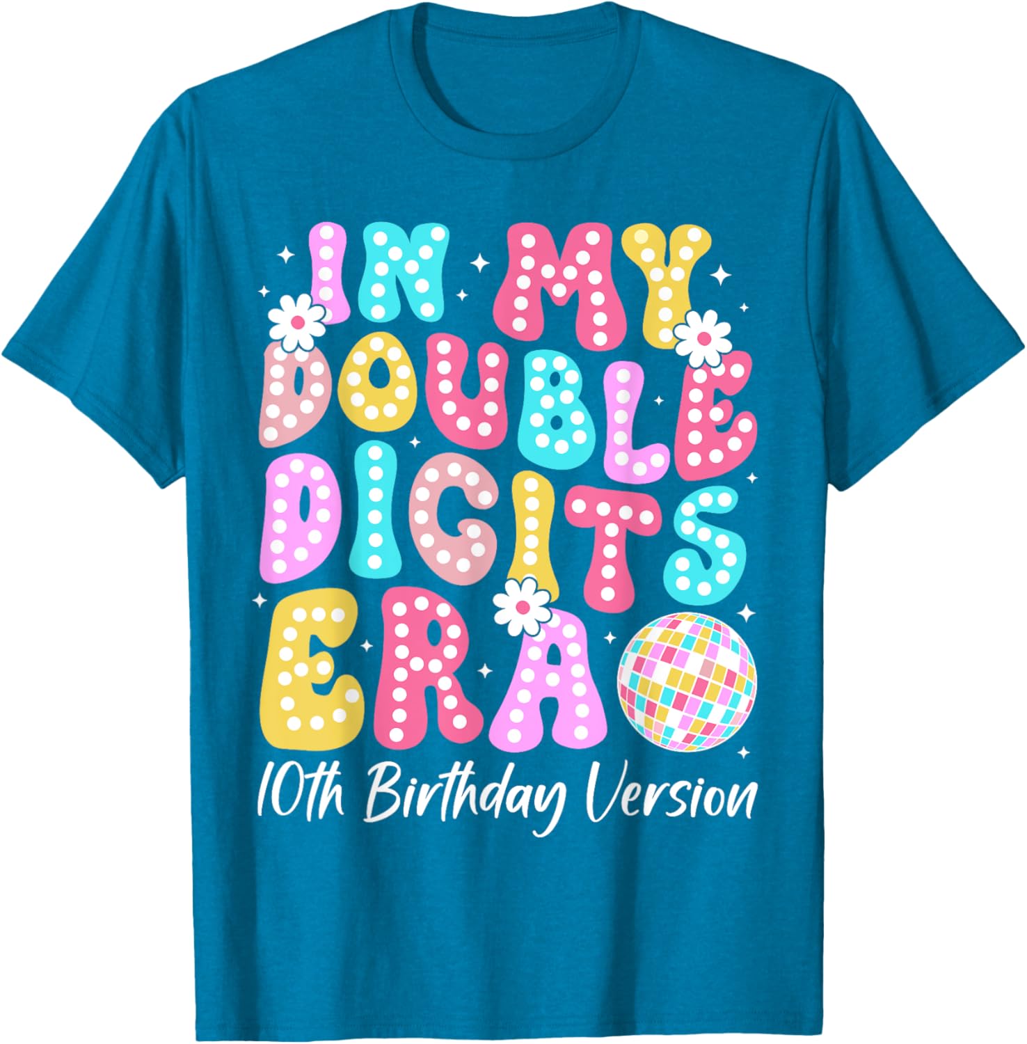 Retro 10th Birthday Girls T-Shirt In My Double Digits Era Design - 12