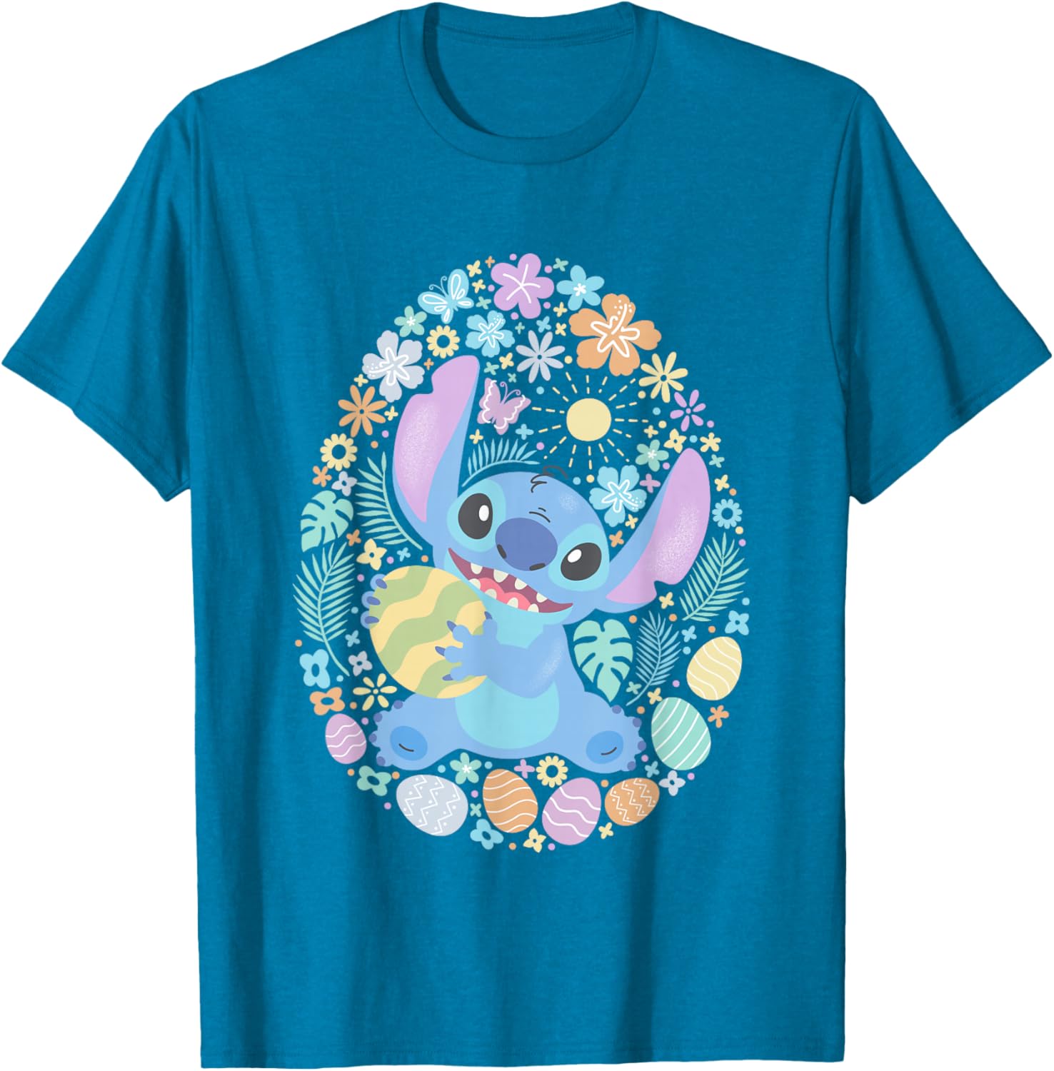 Disney Lilo & Stitch Easter Eggs Floral Portrait T-Shirt for Fans - 2